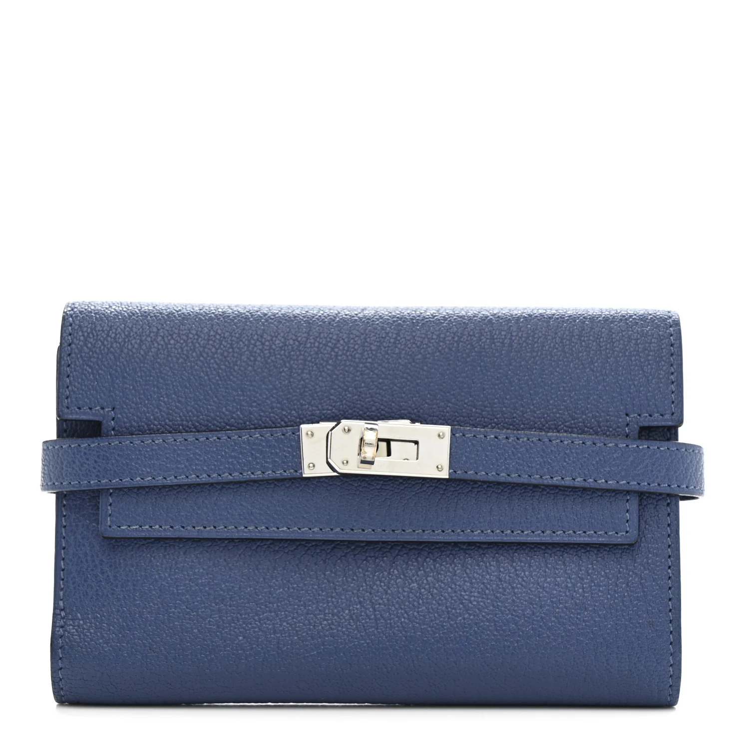 Chevre Mysore Medium Kelly Wallet Bleu Agate