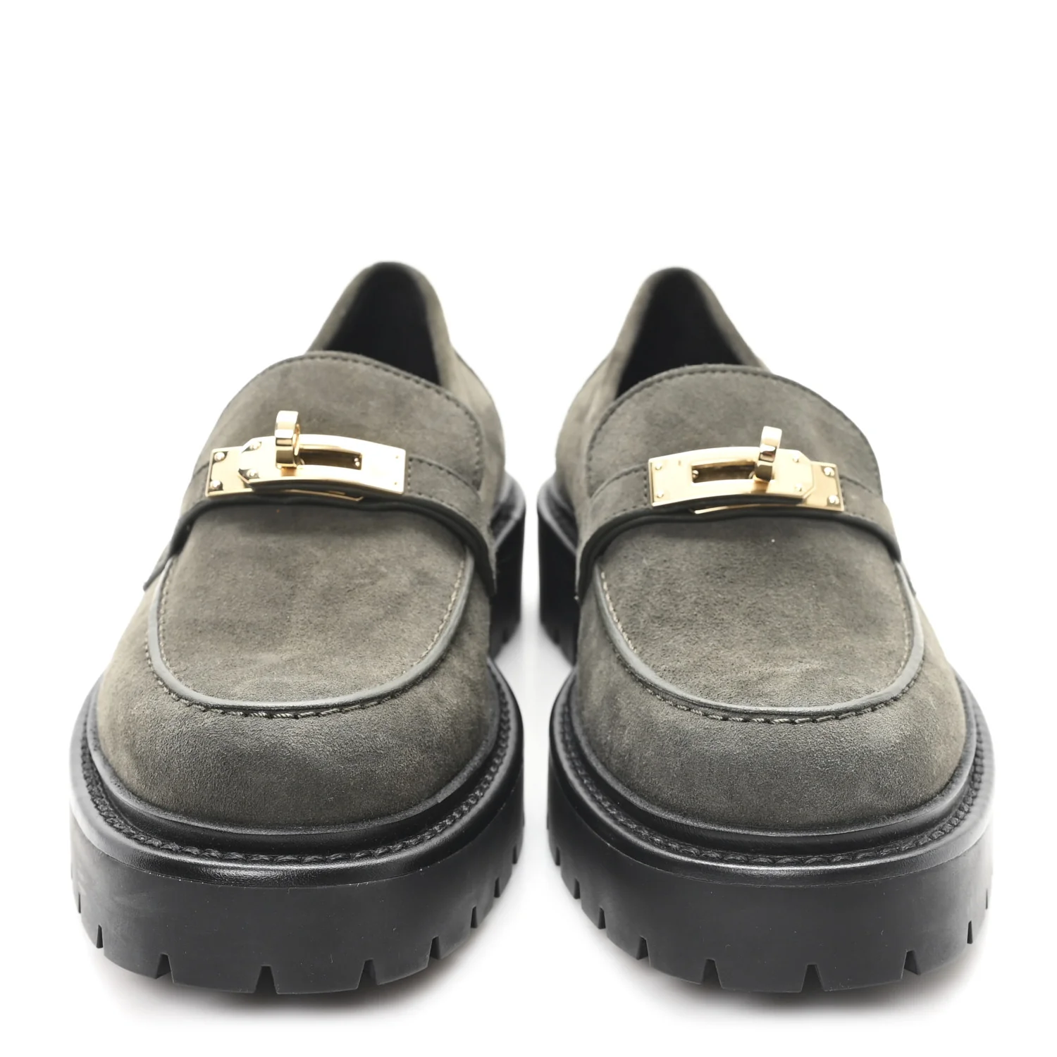 Chevre Velours Womens Icone Loafers 37 Vert Foret - Image 3