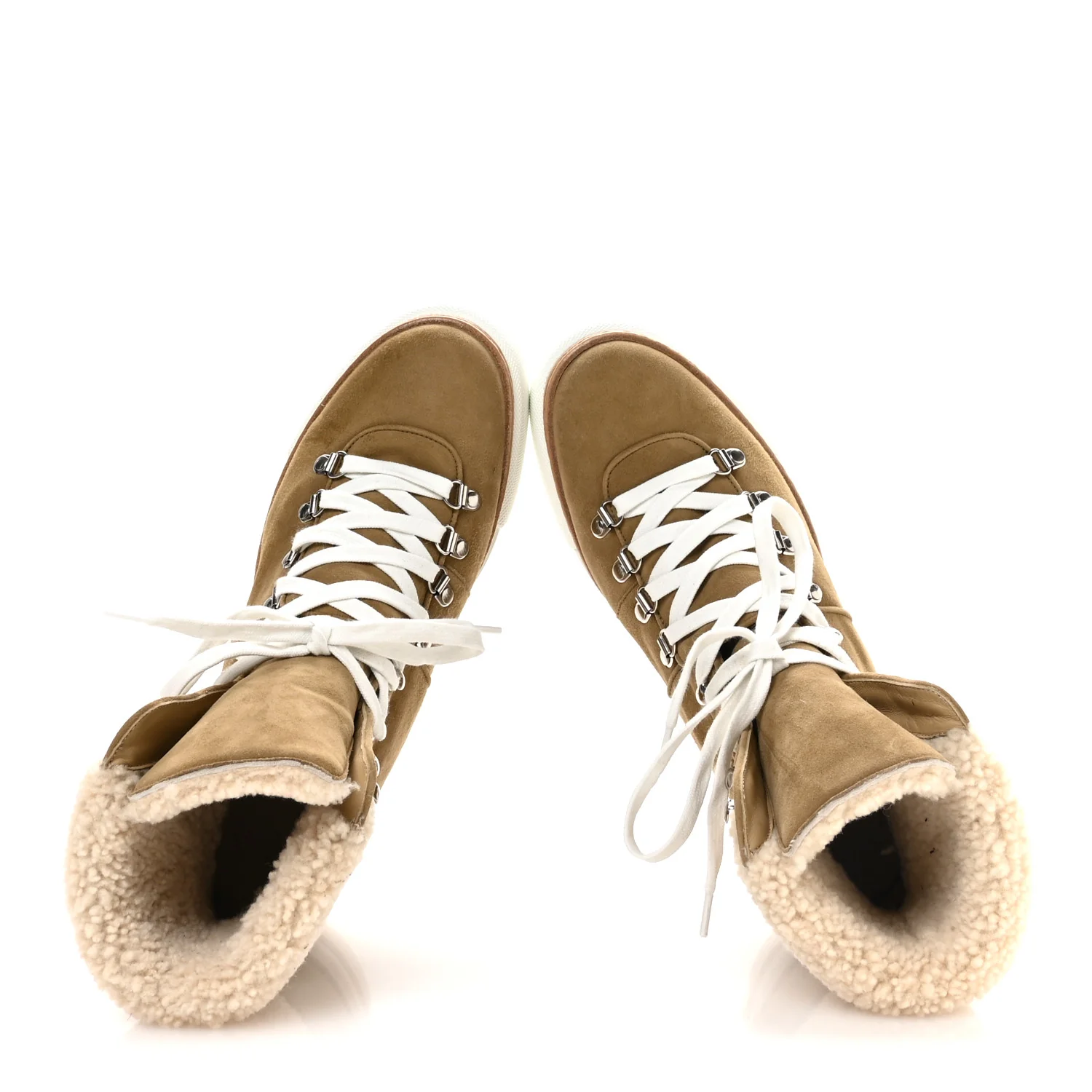 Chevre Velours Woolskin Womens Flocon Ankle Boots 39.5 Beige Gobi Ecru - Image 2