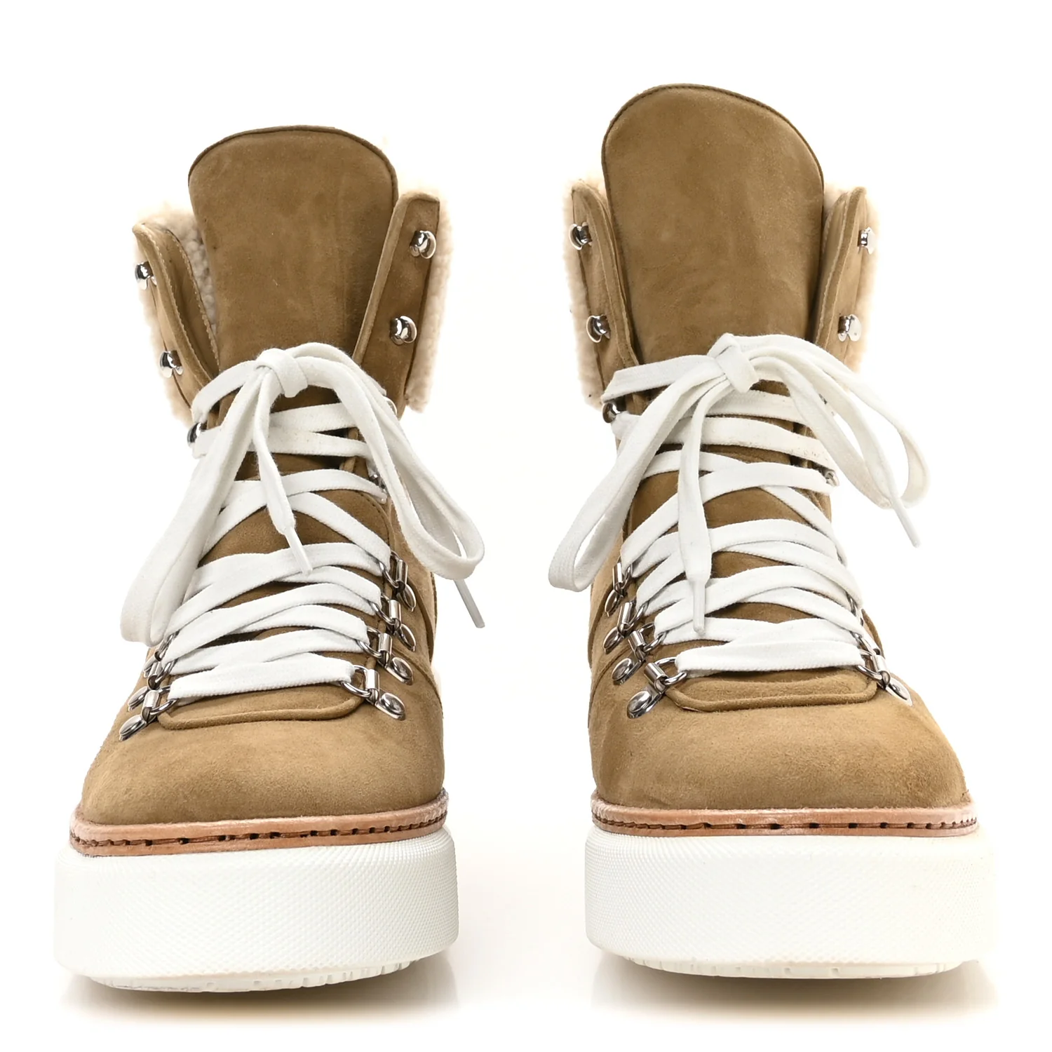 Chevre Velours Woolskin Womens Flocon Ankle Boots 39.5 Beige Gobi Ecru - Image 3