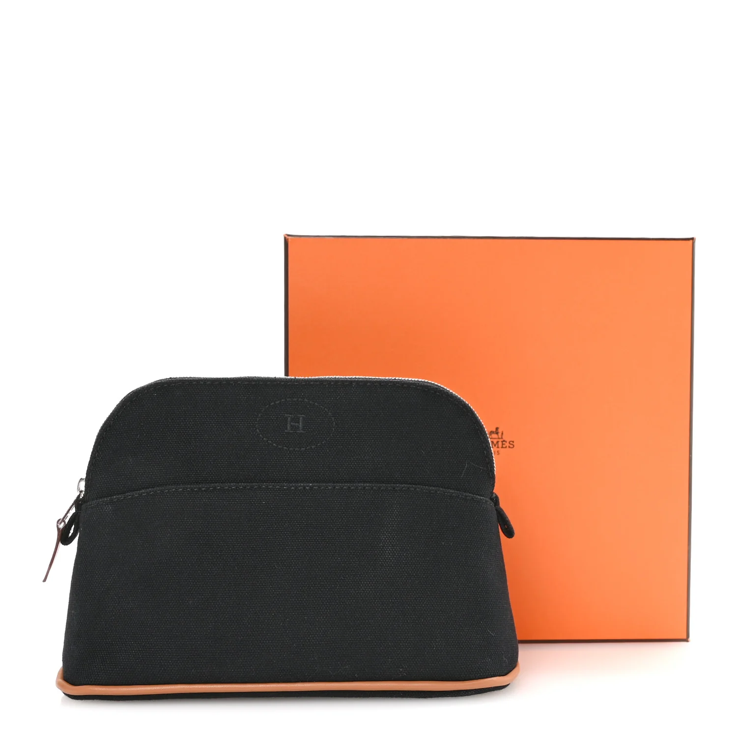Cotton Canvas Mini Bolide Travel Cosmetic Pouch Black - Image 16