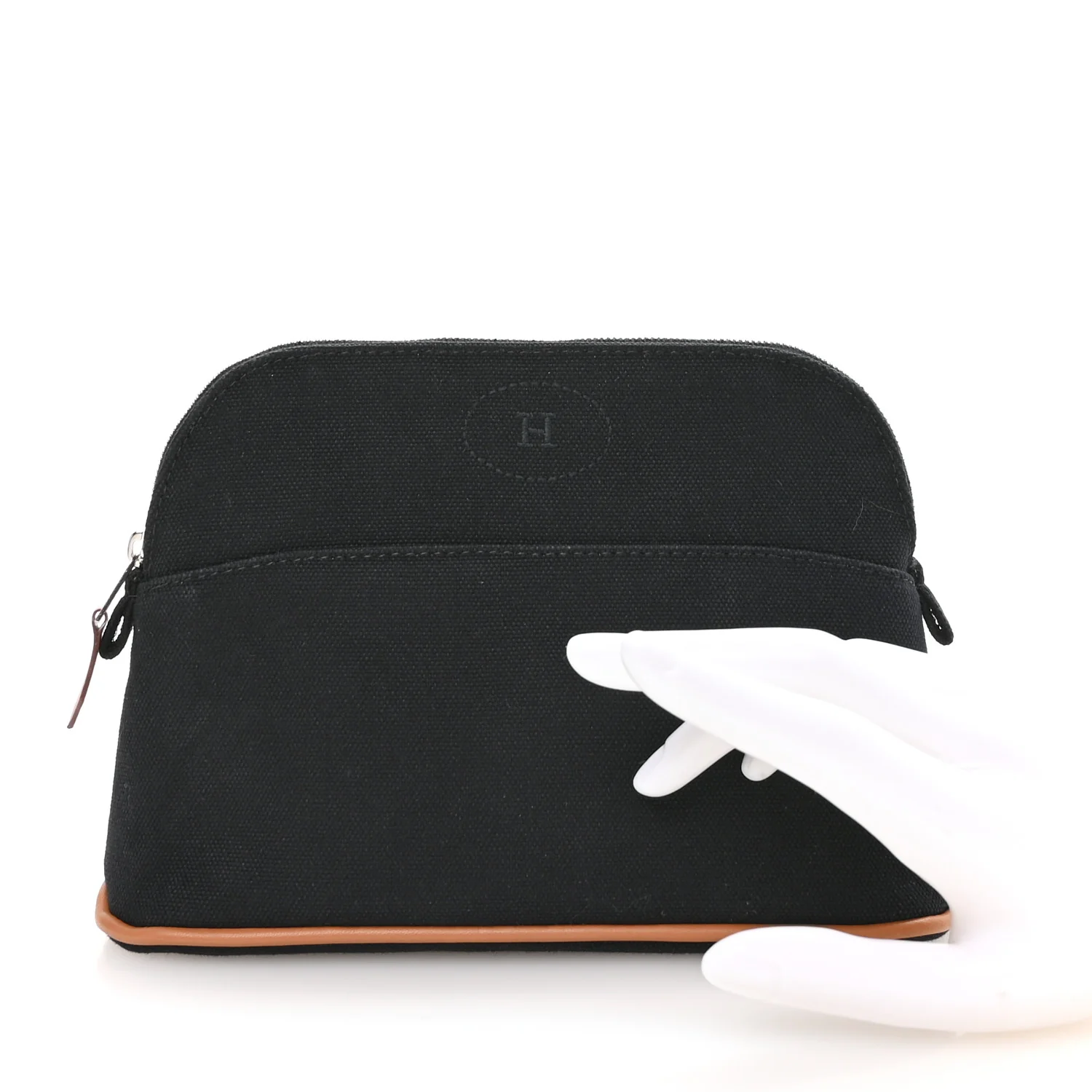 Cotton Canvas Mini Bolide Travel Cosmetic Pouch Black - Image 3