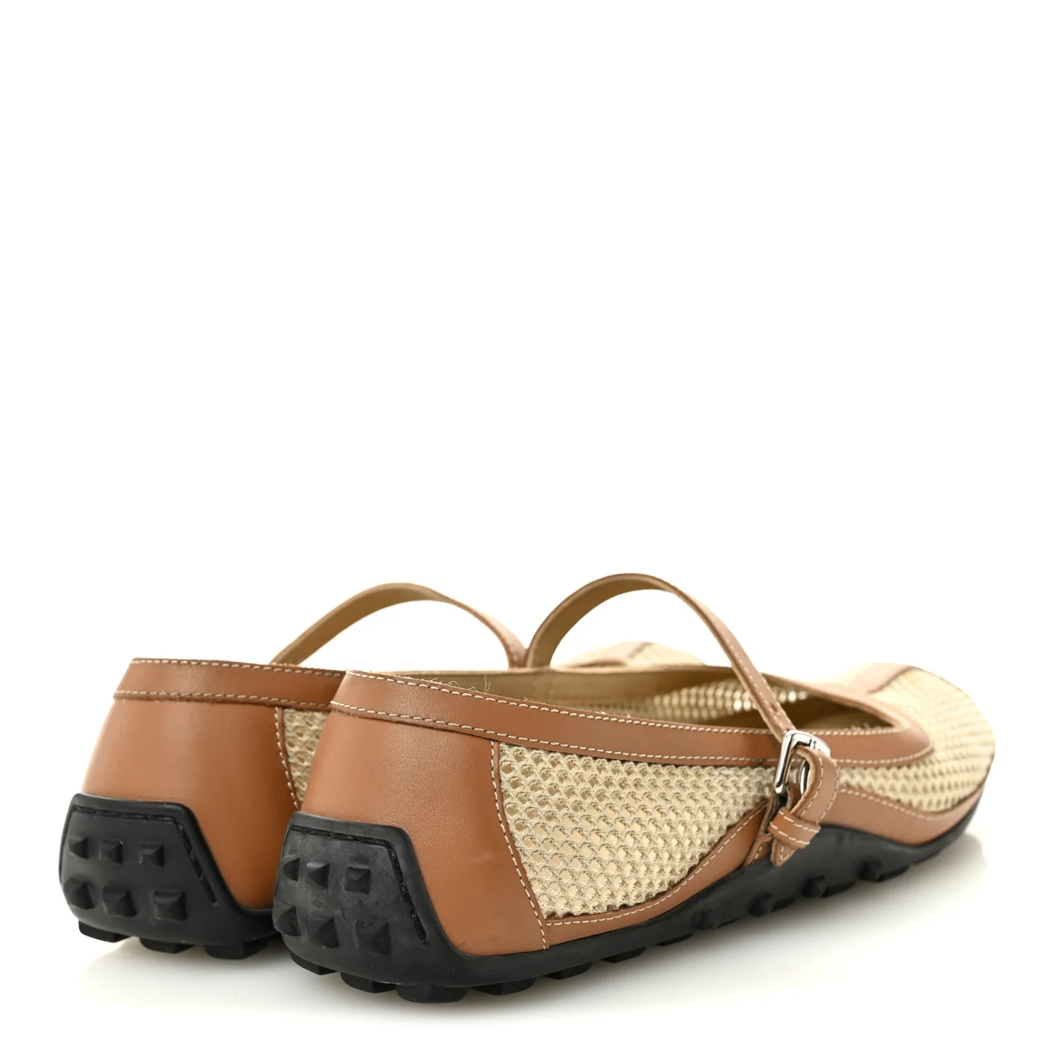 Crochet Knit Calfskin Kichu Ballet Flats 37.5 Beige Lin Naturel - Image 4