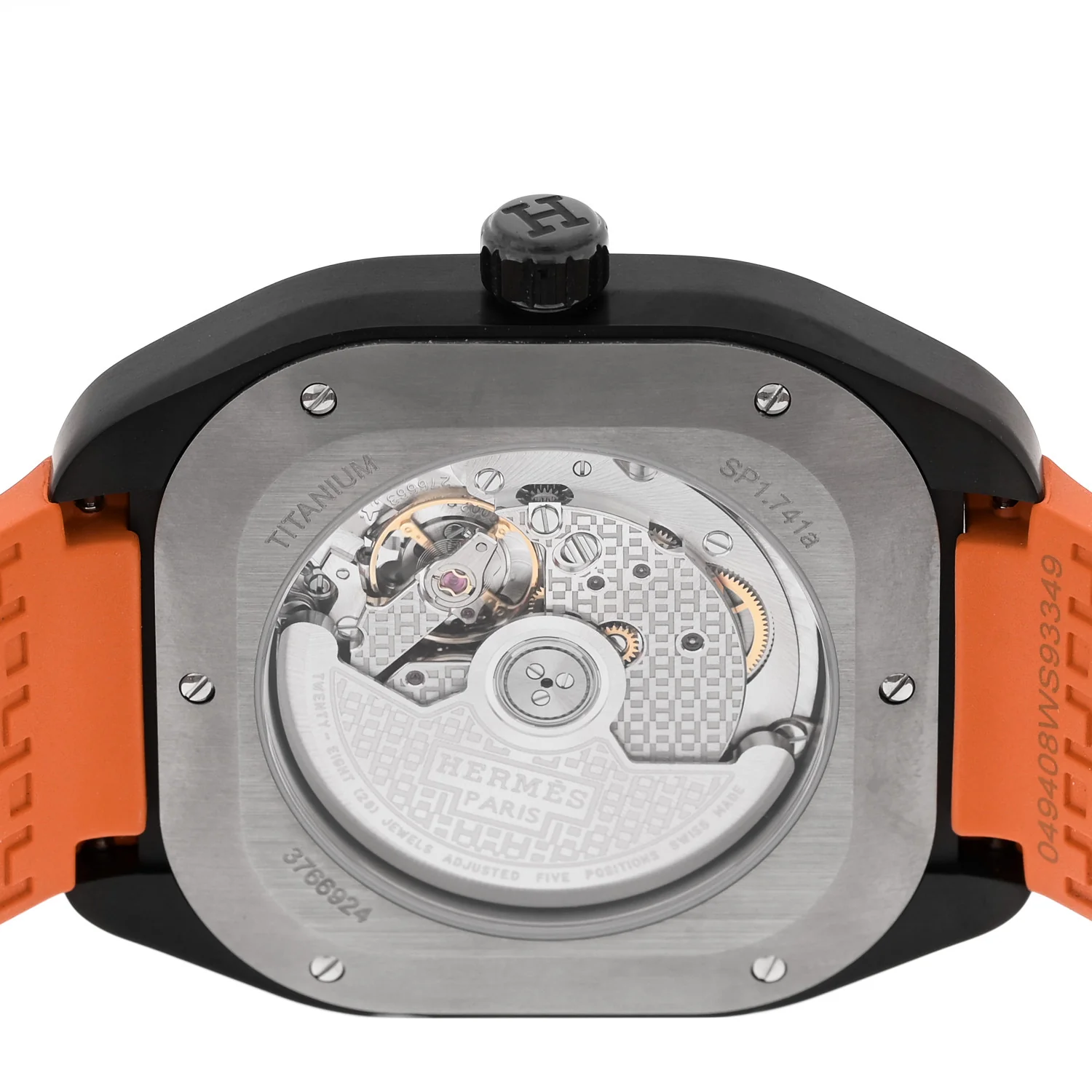 DLC Coated Titanium Rubber 39mm H08 Automatic Watch Orange - Image 4