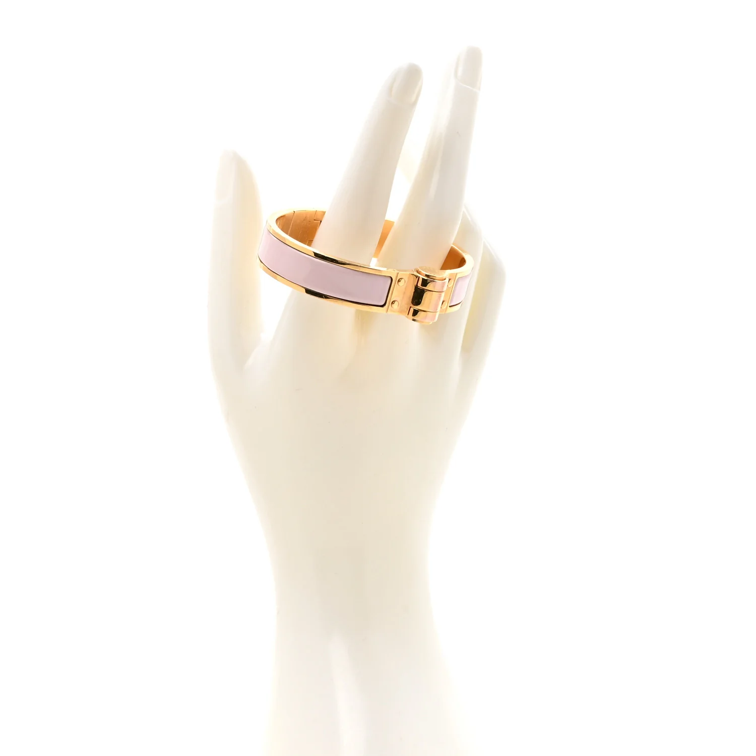Enamel Charniere Uni Narrow Hinged Bracelet S Rose Candeur - Image 2