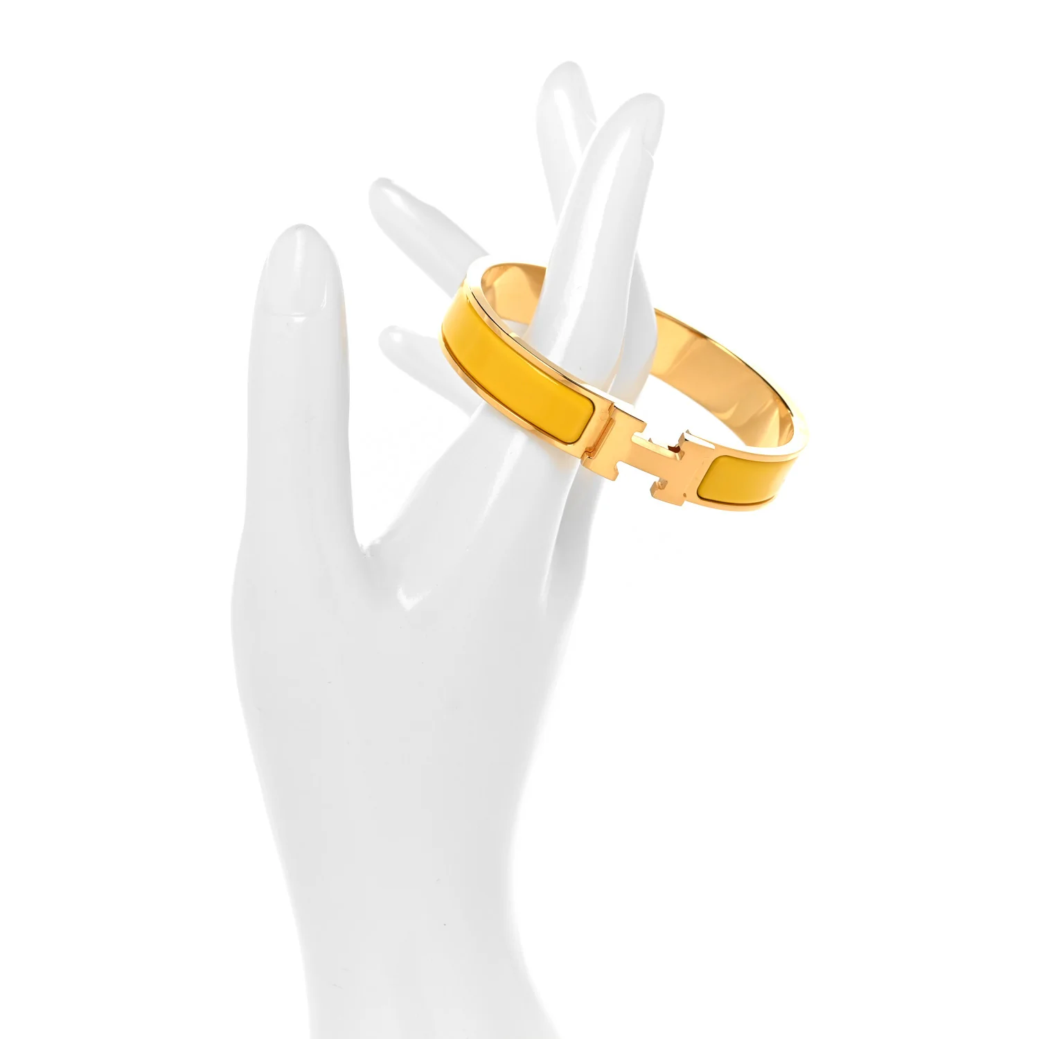 Enamel Clic Clac H Bracelet GM Narrow Yellow - Image 3