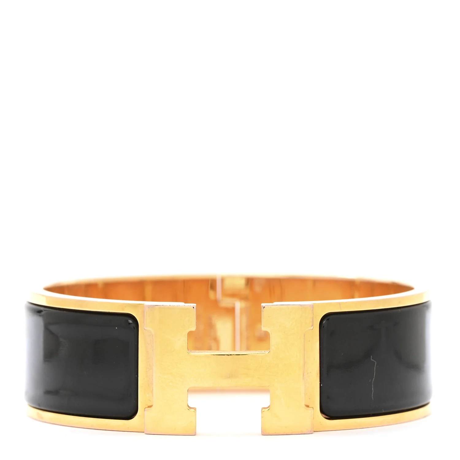 Enamel Clic Clac H Bracelet Wide GM Black