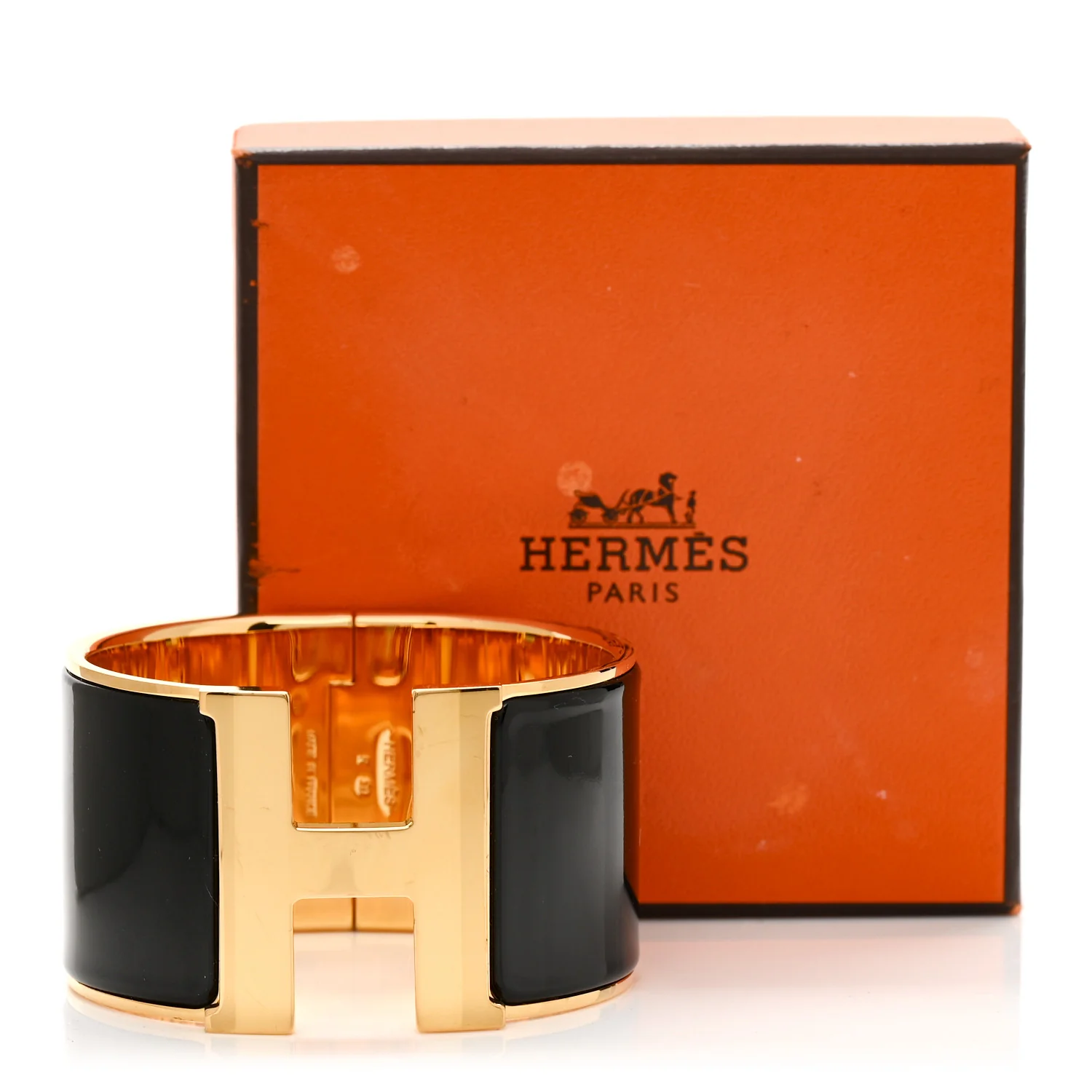 Enamel Extra Wide Clic Clac H Bracelet Black - Image 4