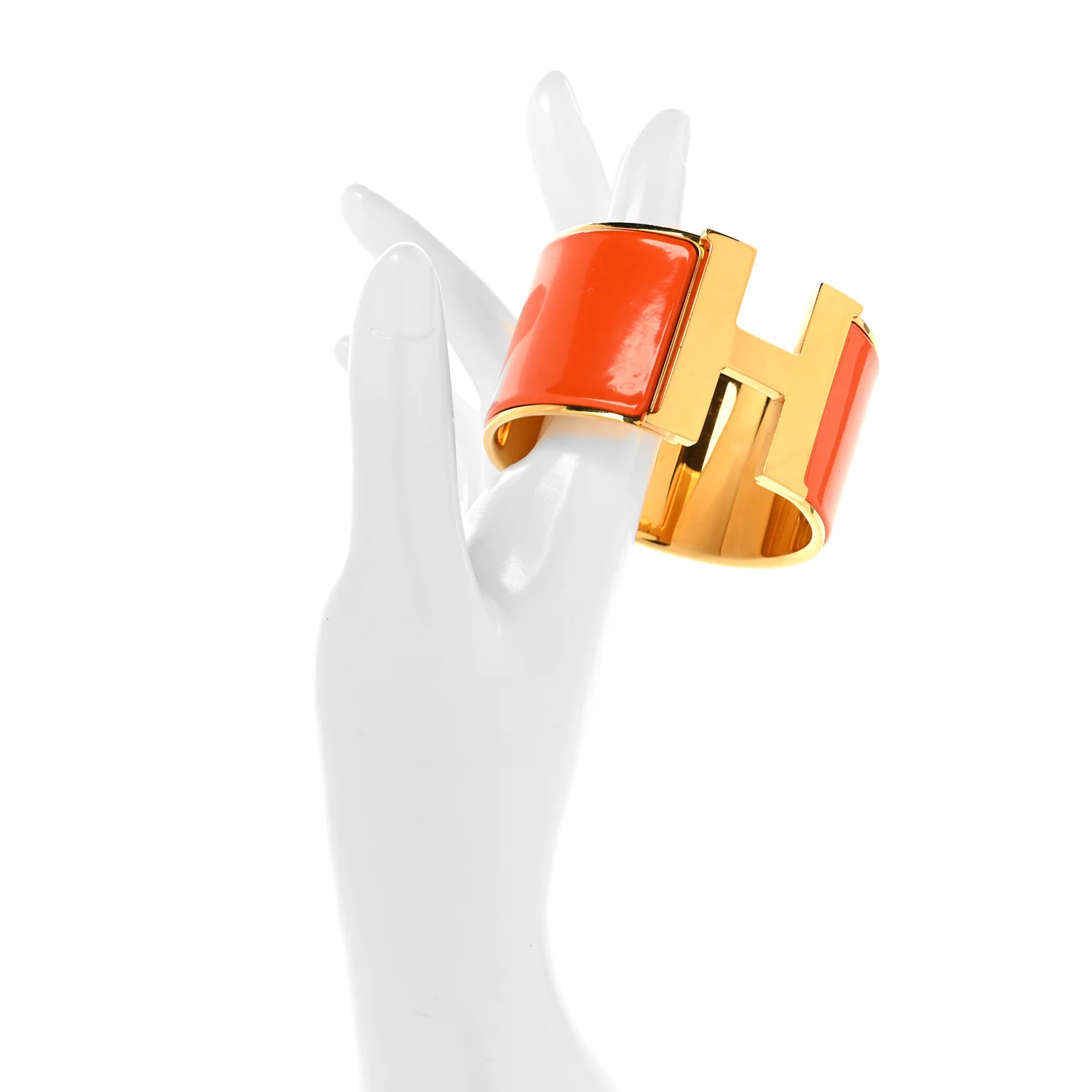 Enamel Extra Wide Clic Clac H Bracelet PM Orange - Image 2