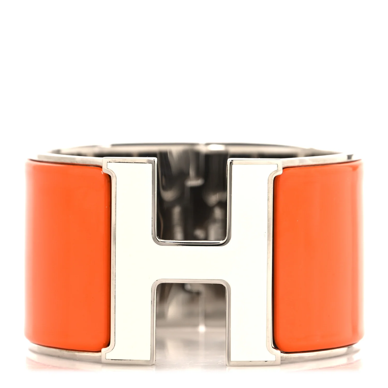 Enamel Extra Wide Clic Clac H Bracelet PM Orange Fruite White