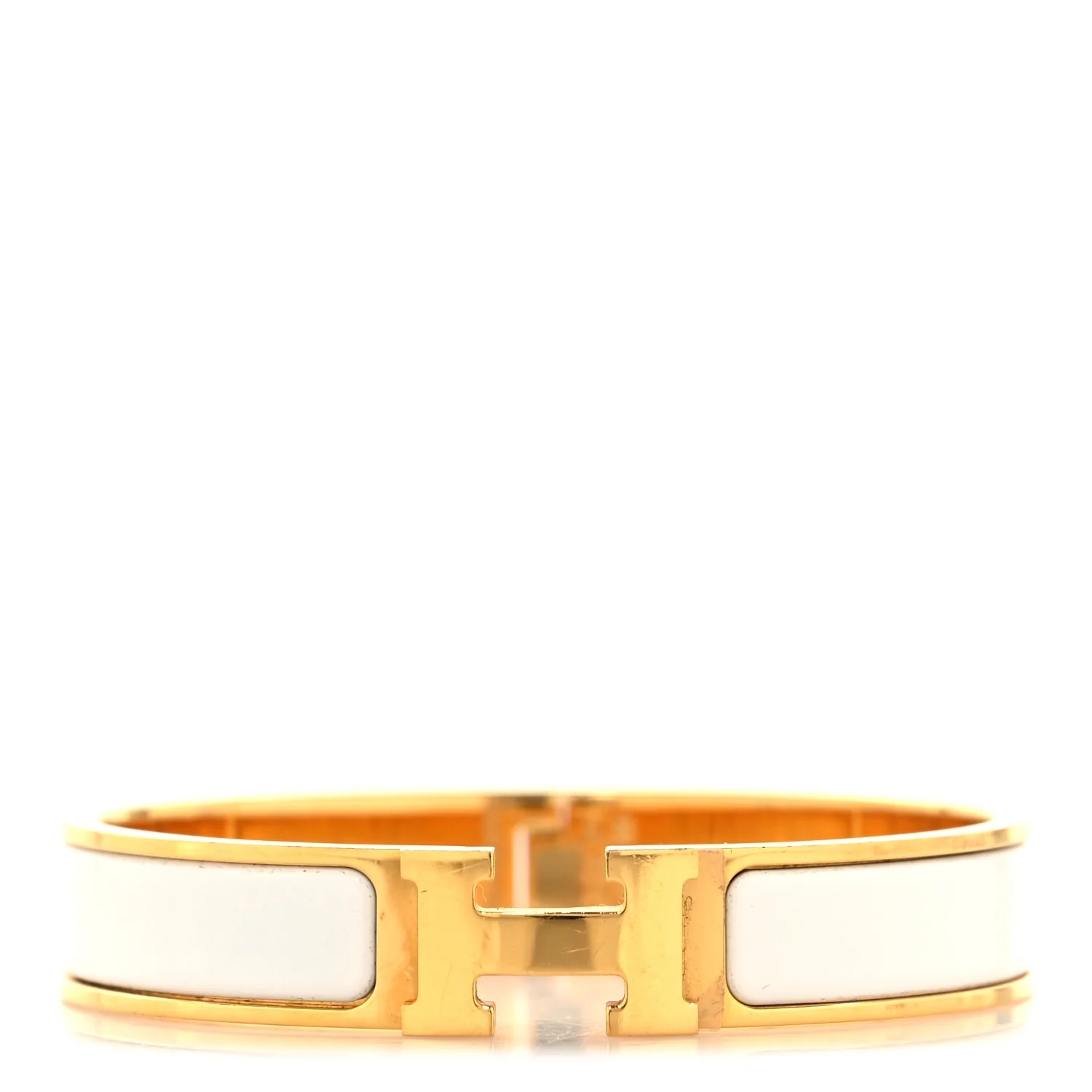 Enamel Narrow Clic Clac H Bracelet GM White - Image 2
