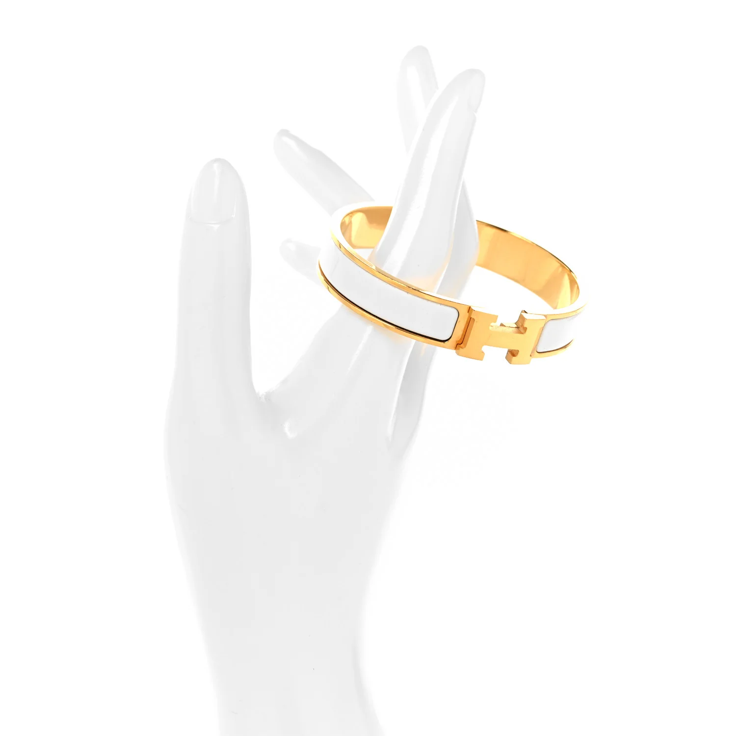 Enamel Narrow Clic Clac H Bracelet GM White - Image 3