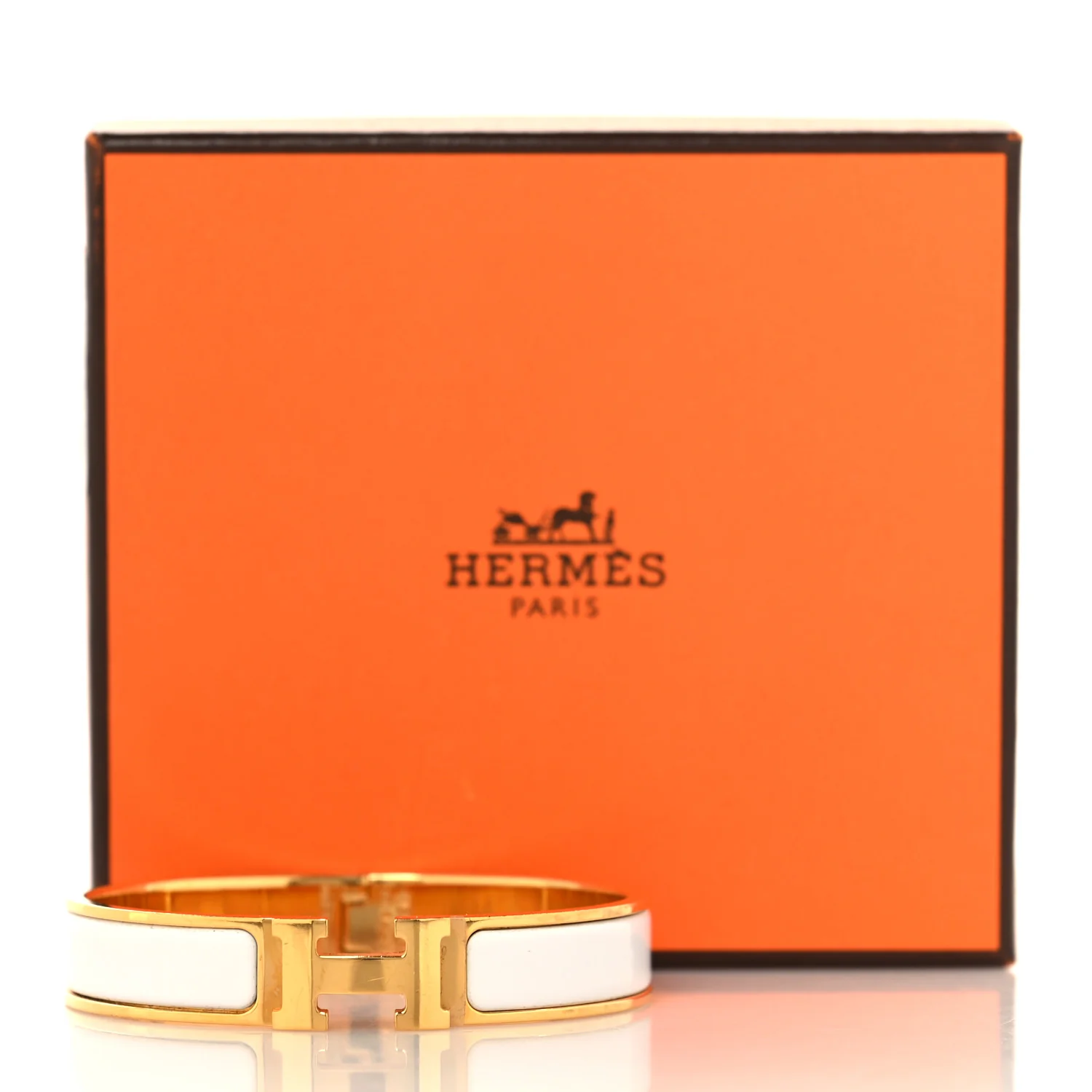 Enamel Narrow Clic Clac H Bracelet GM White - Image 8