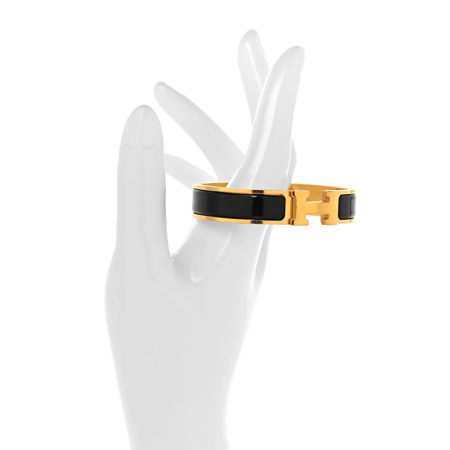 Enamel Narrow Clic Clac H Bracelet PM Black - Image 2