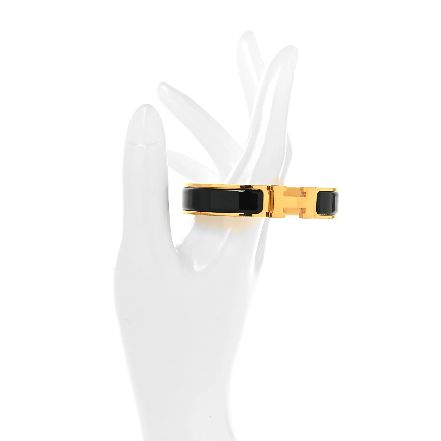 Enamel Narrow Clic Clac H Bracelet PM Black - Image 2