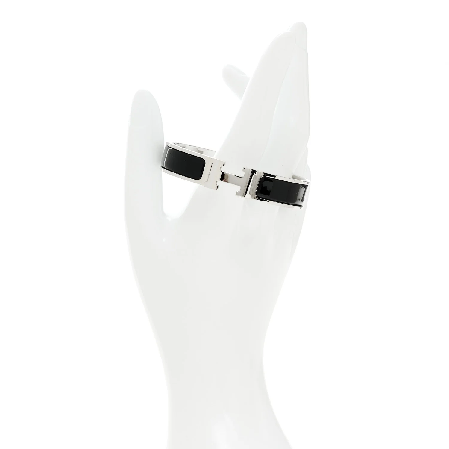 Enamel Narrow Clic Clac H Bracelet PM Black - Image 2