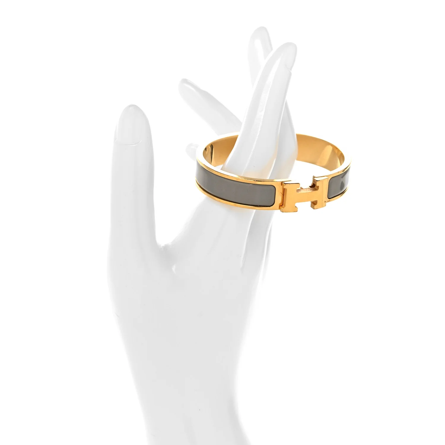 Enamel Narrow Clic Clac H Bracelet PM Marron Glace - Image 5