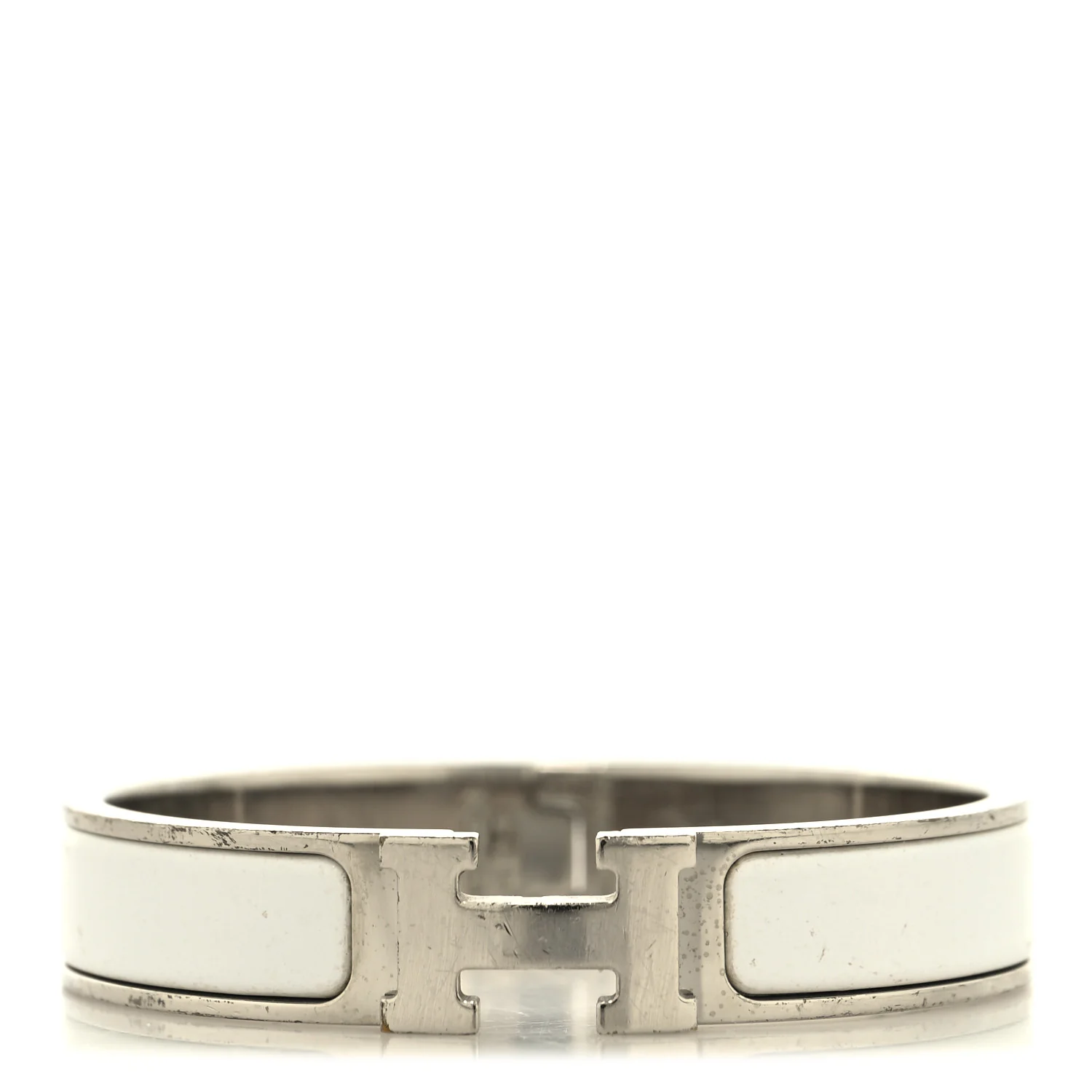 Enamel Narrow Clic Clac H Bracelet PM White