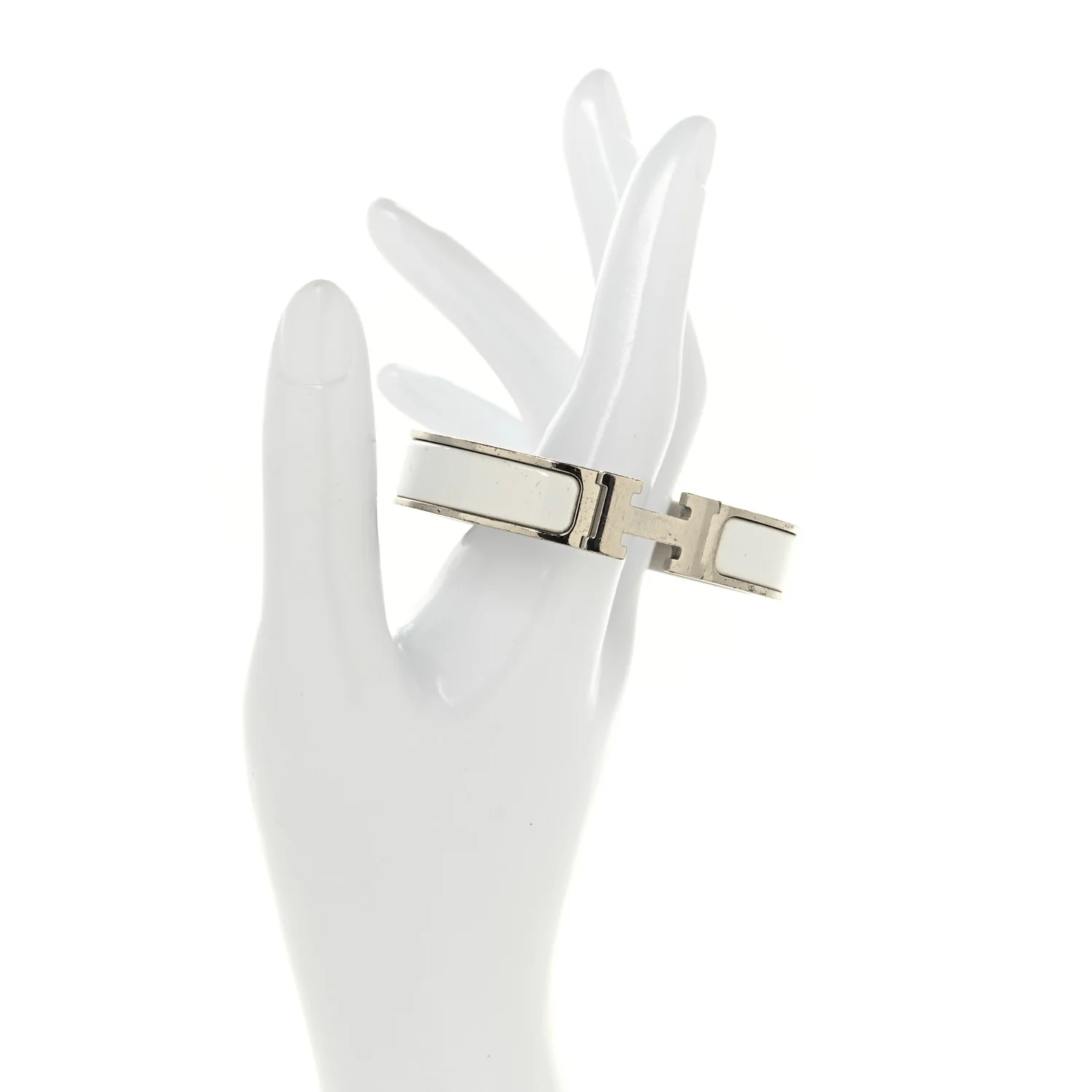Enamel Narrow Clic Clac H Bracelet PM White - Image 2