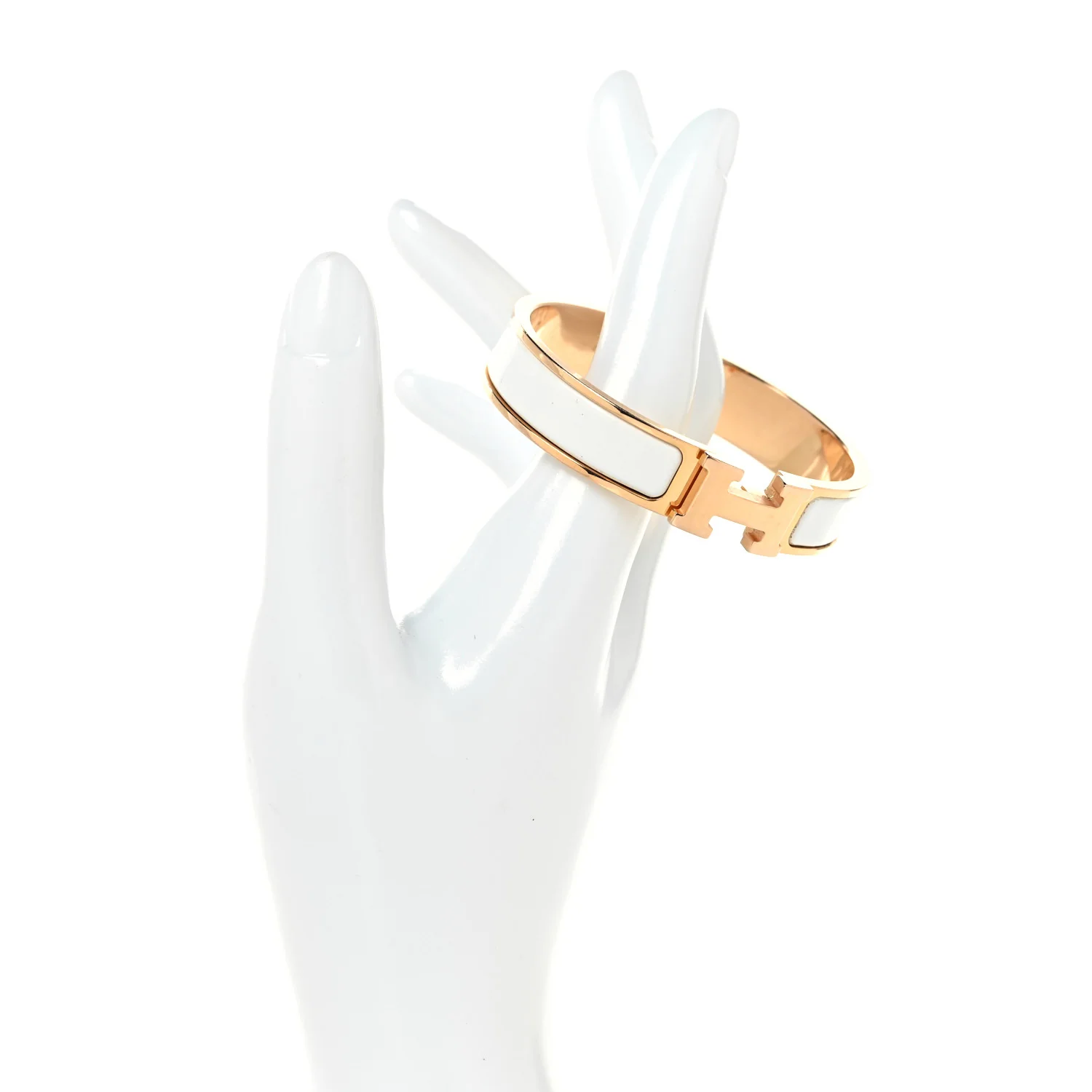 Enamel Narrow Clic Clac H Bracelet PM White - Image 2