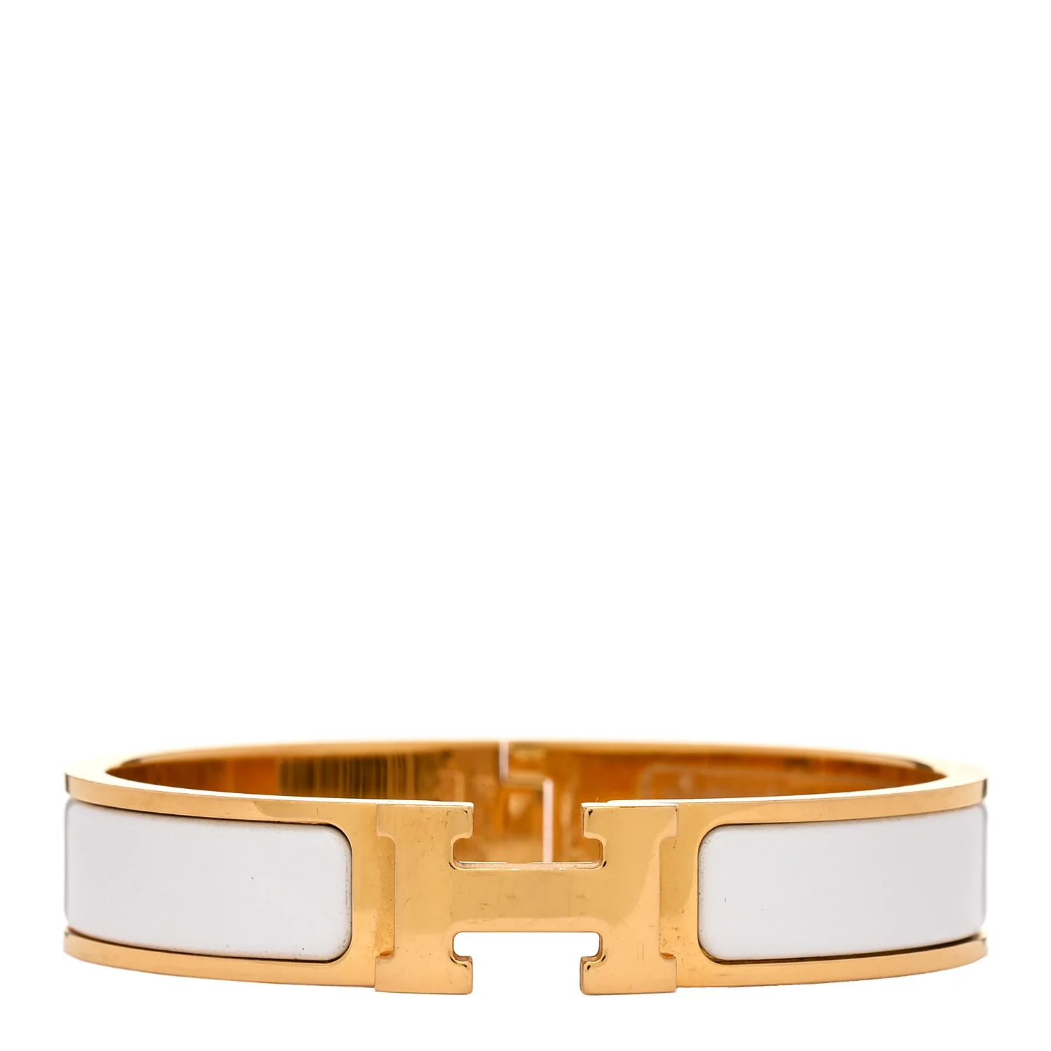 Enamel Narrow Clic Clac H Bracelet PM White