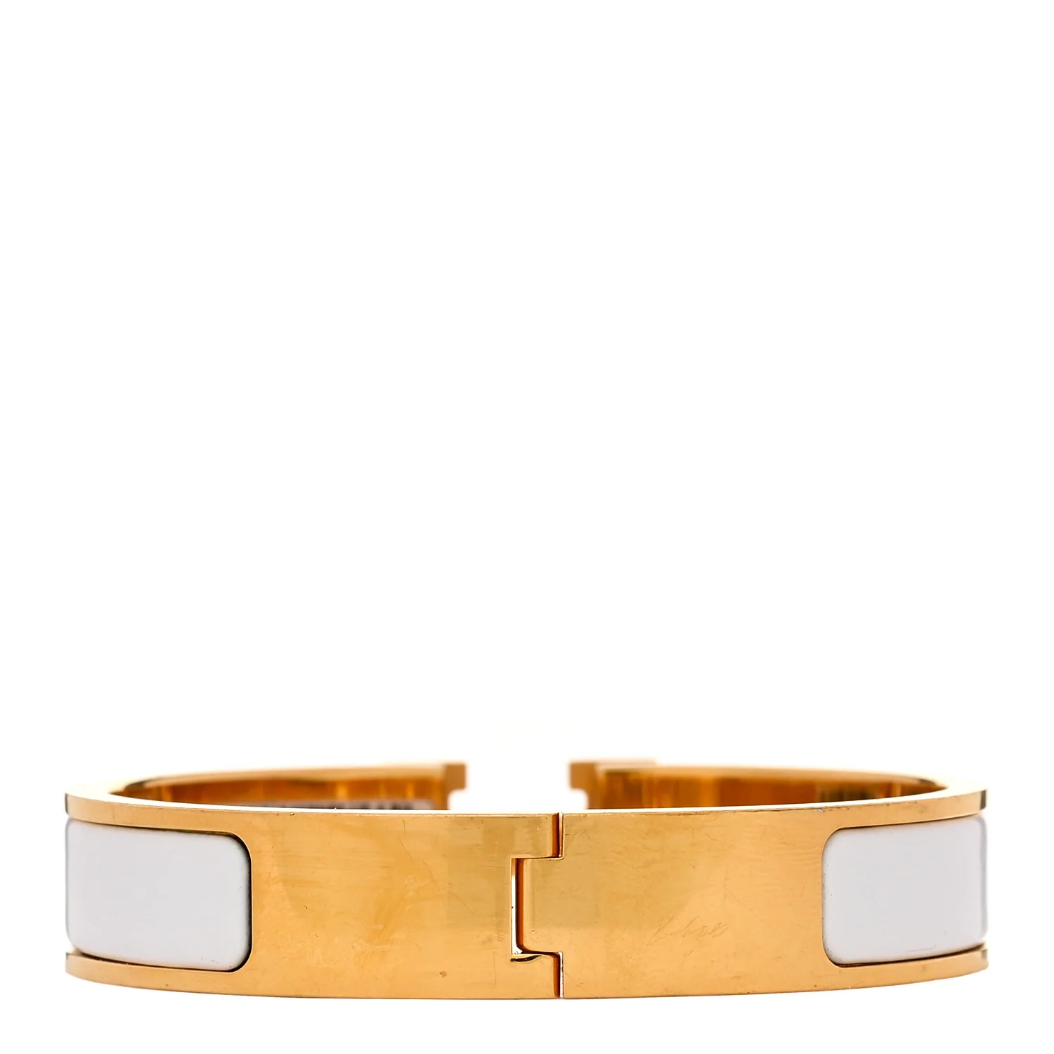 Enamel Narrow Clic Clac H Bracelet PM White - Image 2