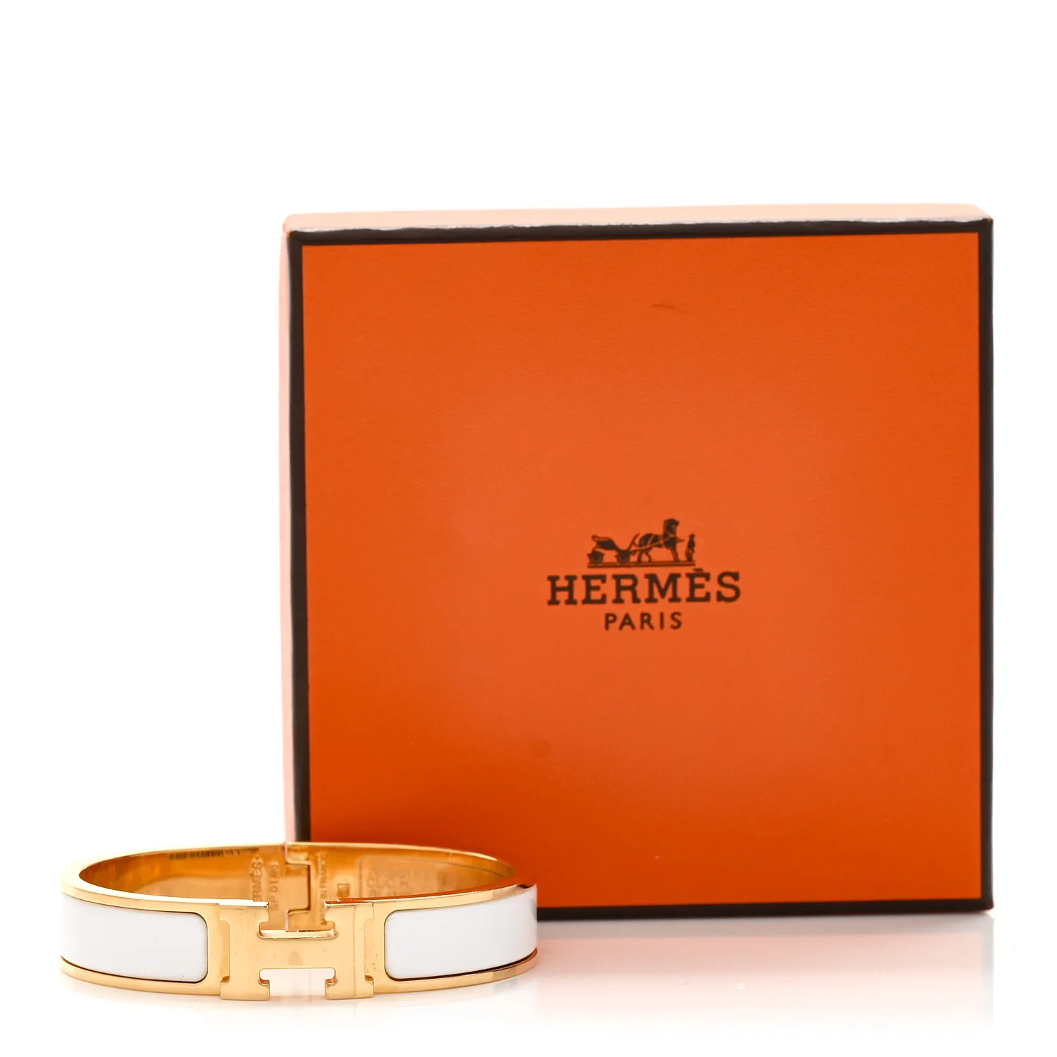 Enamel Narrow Clic Clac H Bracelet PM White - Image 4