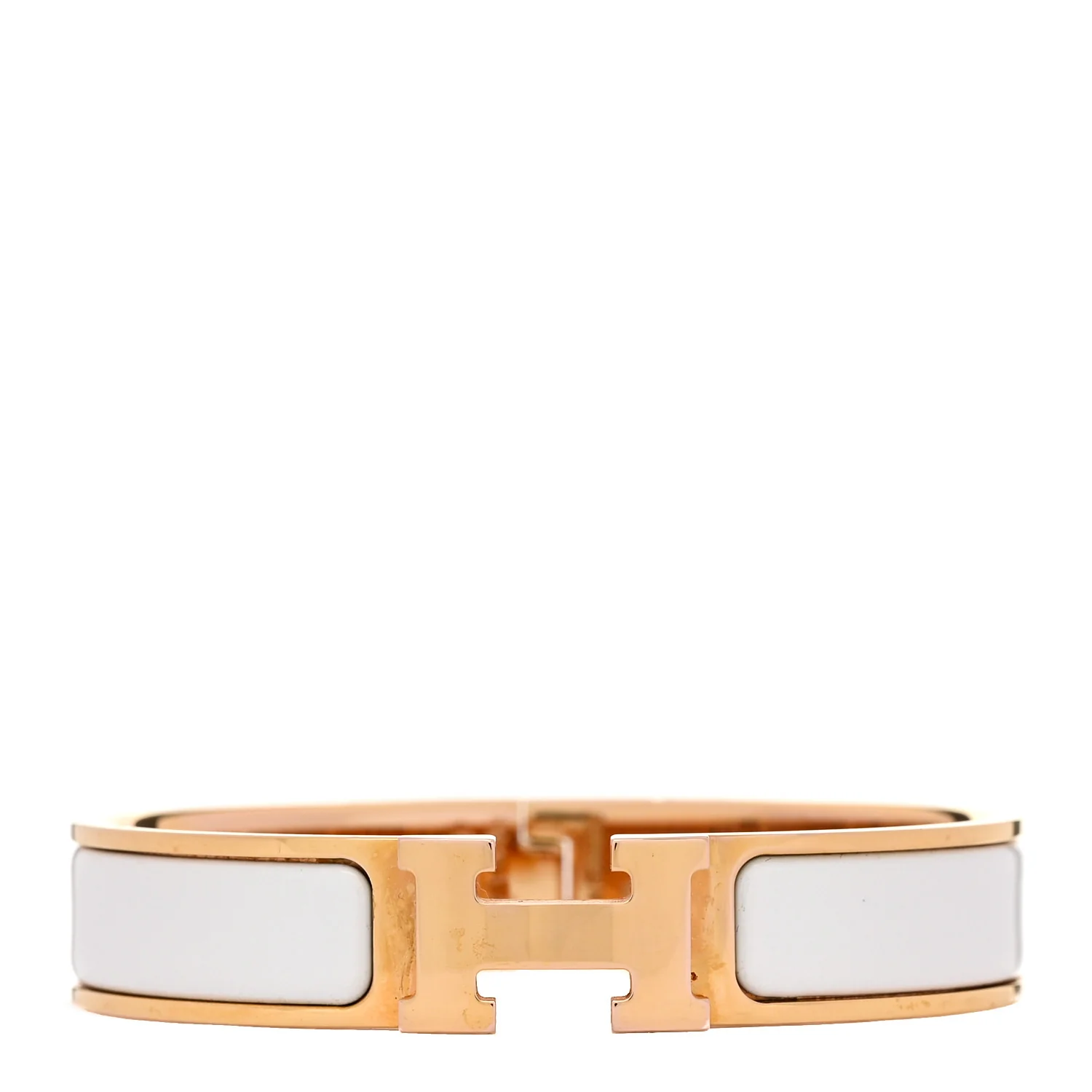 Enamel Narrow Clic Clac H Bracelet PM White