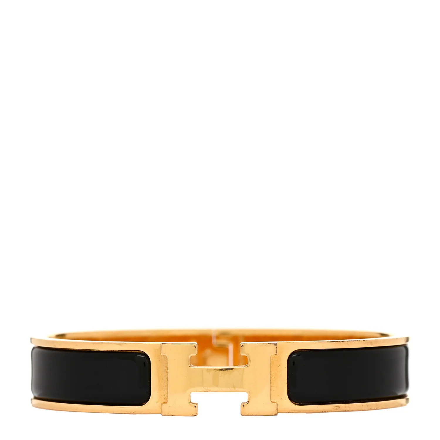 Enamel Narrow Clic Clac H PM Bracelet Black