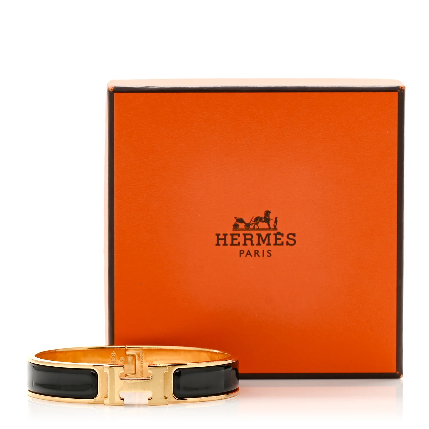 Enamel Narrow Clic Clac H PM Bracelet Black - Image 4