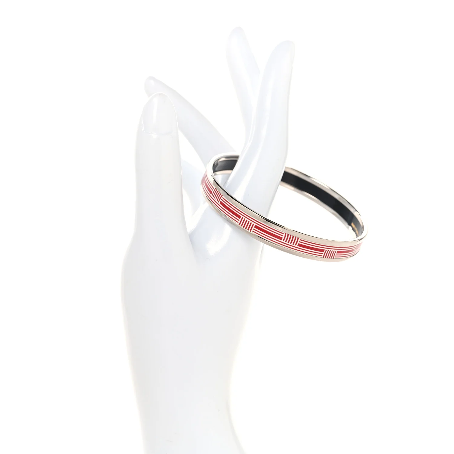 Enamel Printed Circuit 24 Faubourg Extra Narrow Bracelet 65 Rouge White - Image 2
