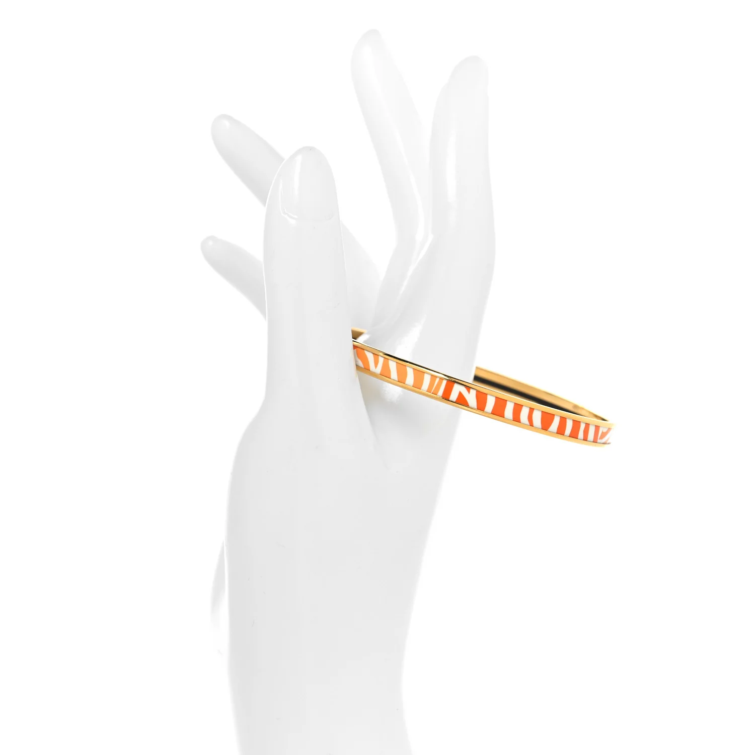 Enamel Printed Extra Narrow Zebres De Tanzanie Bracelet 65 Orange White - Image 2