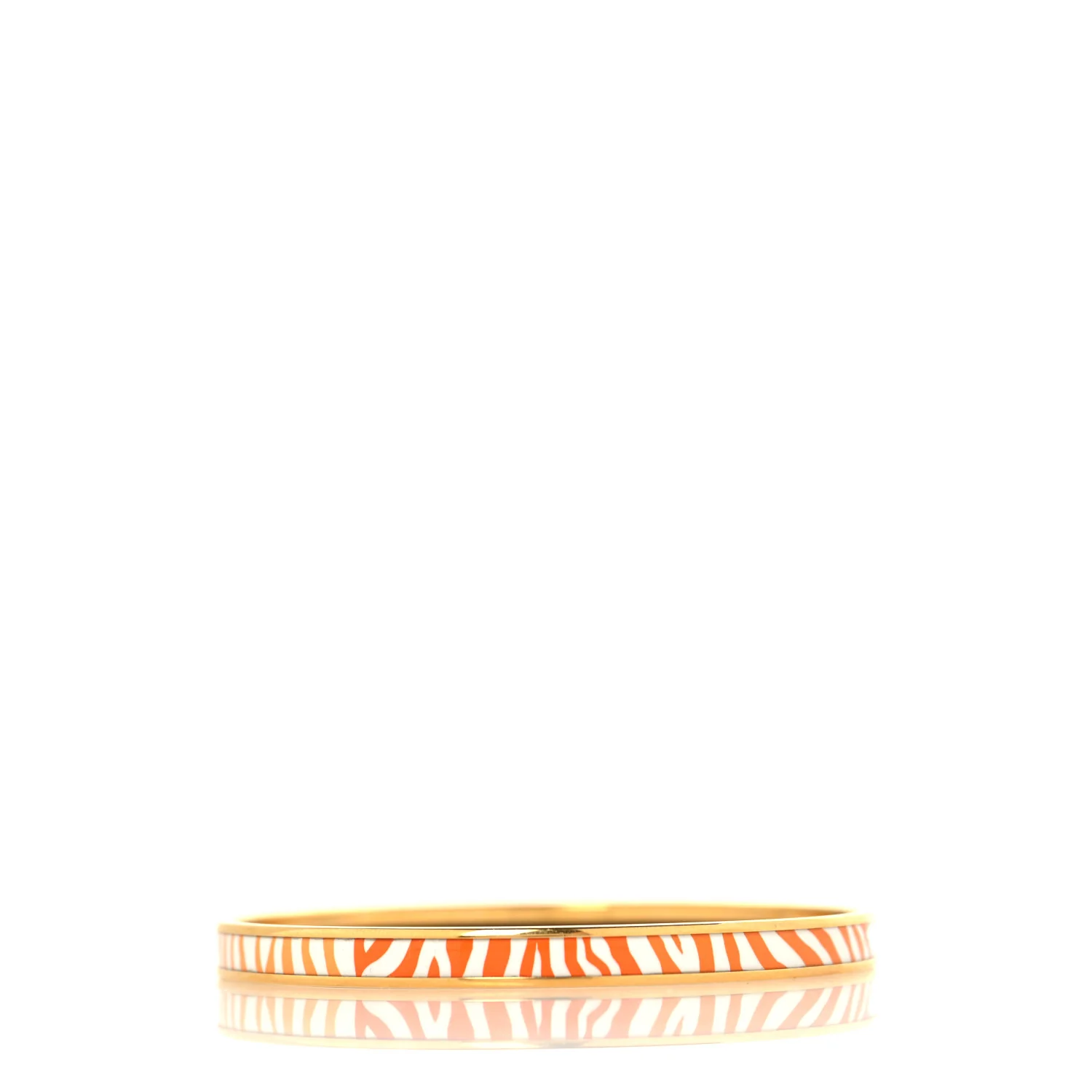 Enamel Printed Extra Narrow Zebres De Tanzanie Bracelet 65 Orange White - Image 3