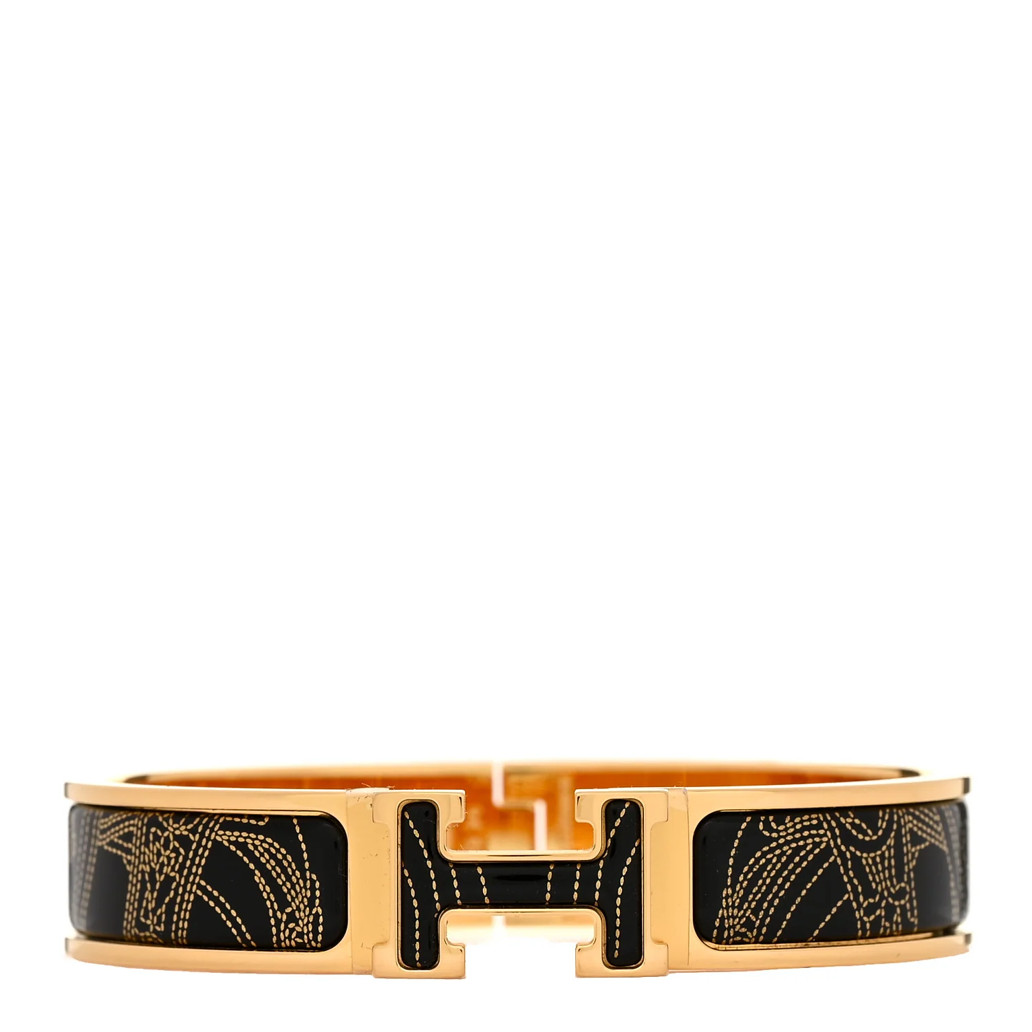 Enamel Printed Jour de Casting Narrow Clic Clac H Bracelet PM Jaune Or Black