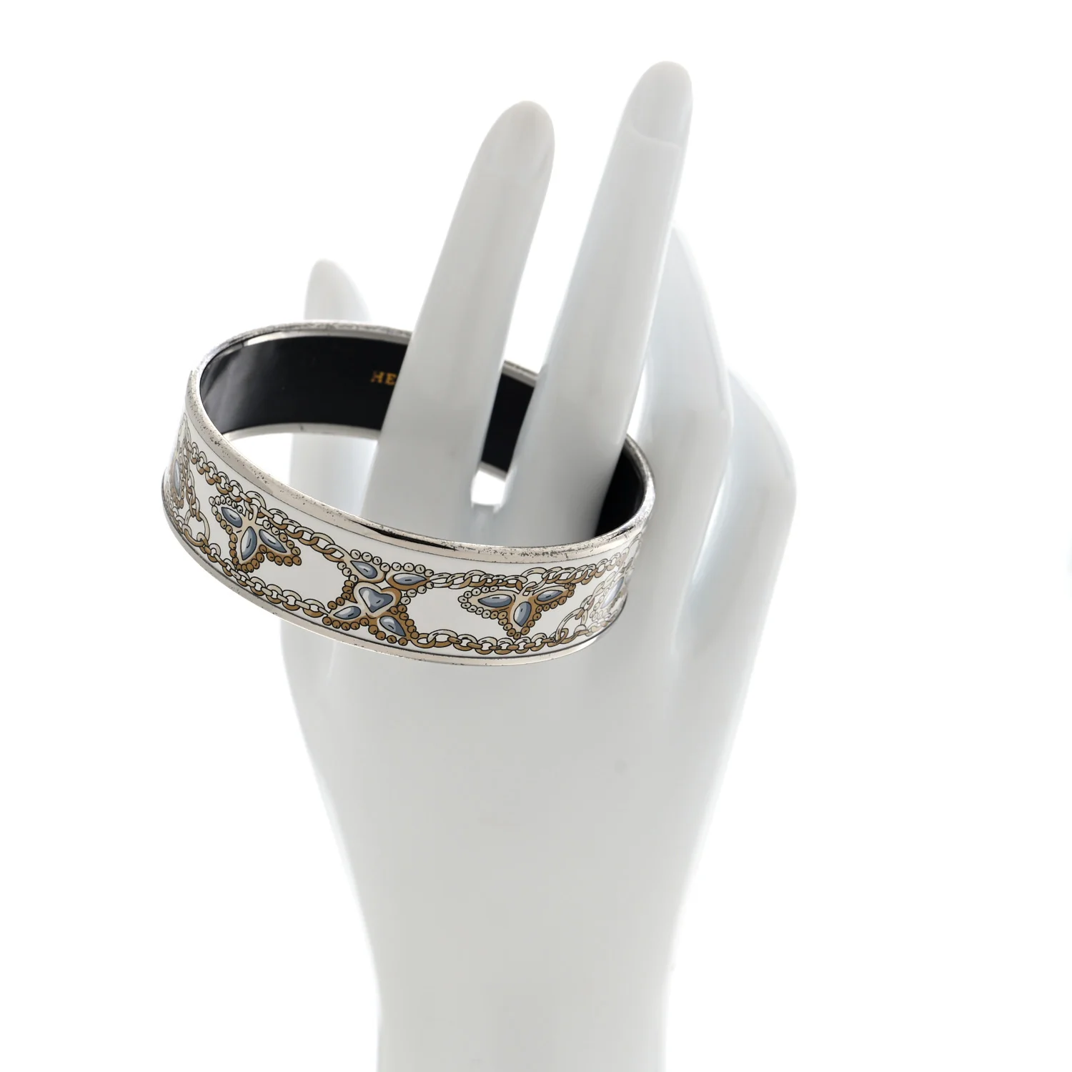 Enamel Printed Wide Bracelet M White - Image 2