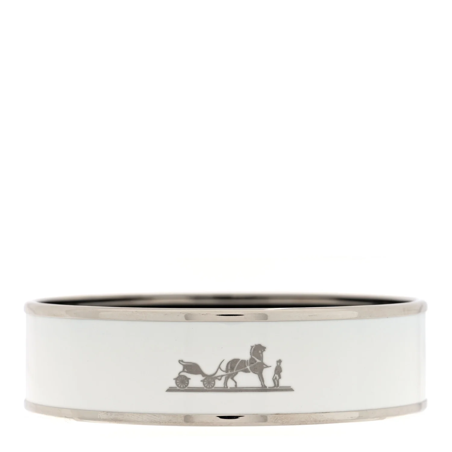 Enamel Printed Wide Caleche Bracelet White