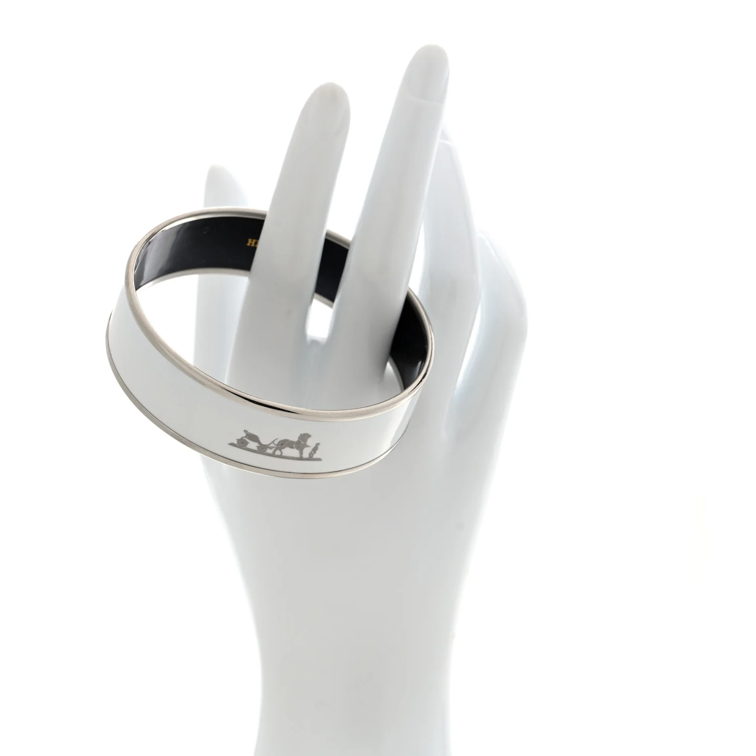 Enamel Printed Wide Caleche Bracelet White - Image 2