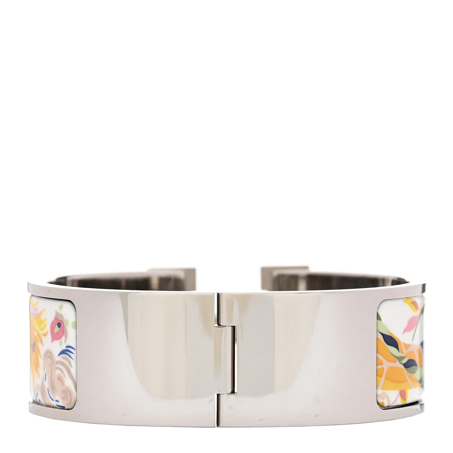 Enamel Printed Wide Clic Clac H Emile Et Une Nuit Bracelet PM White - Image 2
