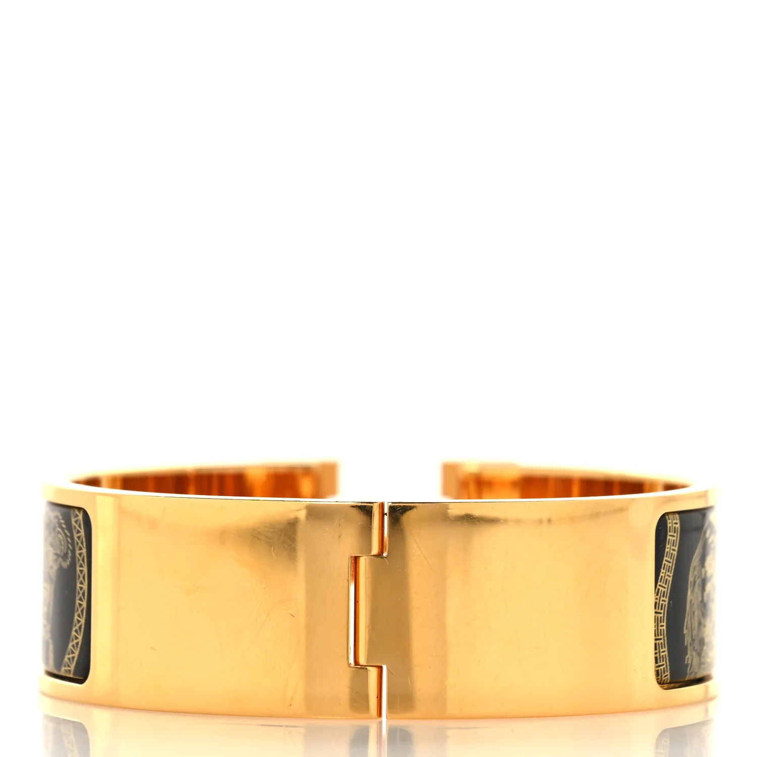 Enamel Printed Wide Dogs Clic Clac H Bracelet GM Black Gold - Image 7