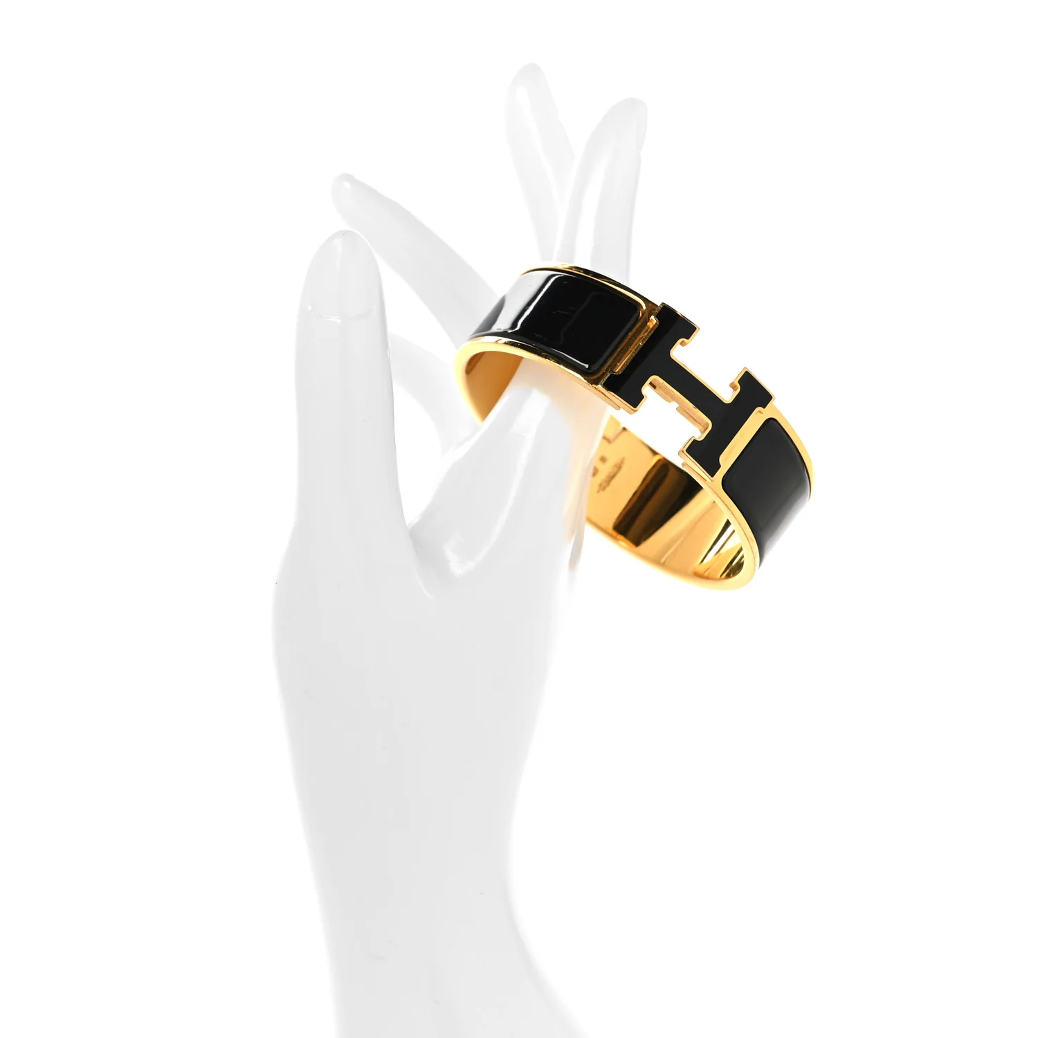 Enamel Wide Clic Clac H Bracelet GM Black - Image 2