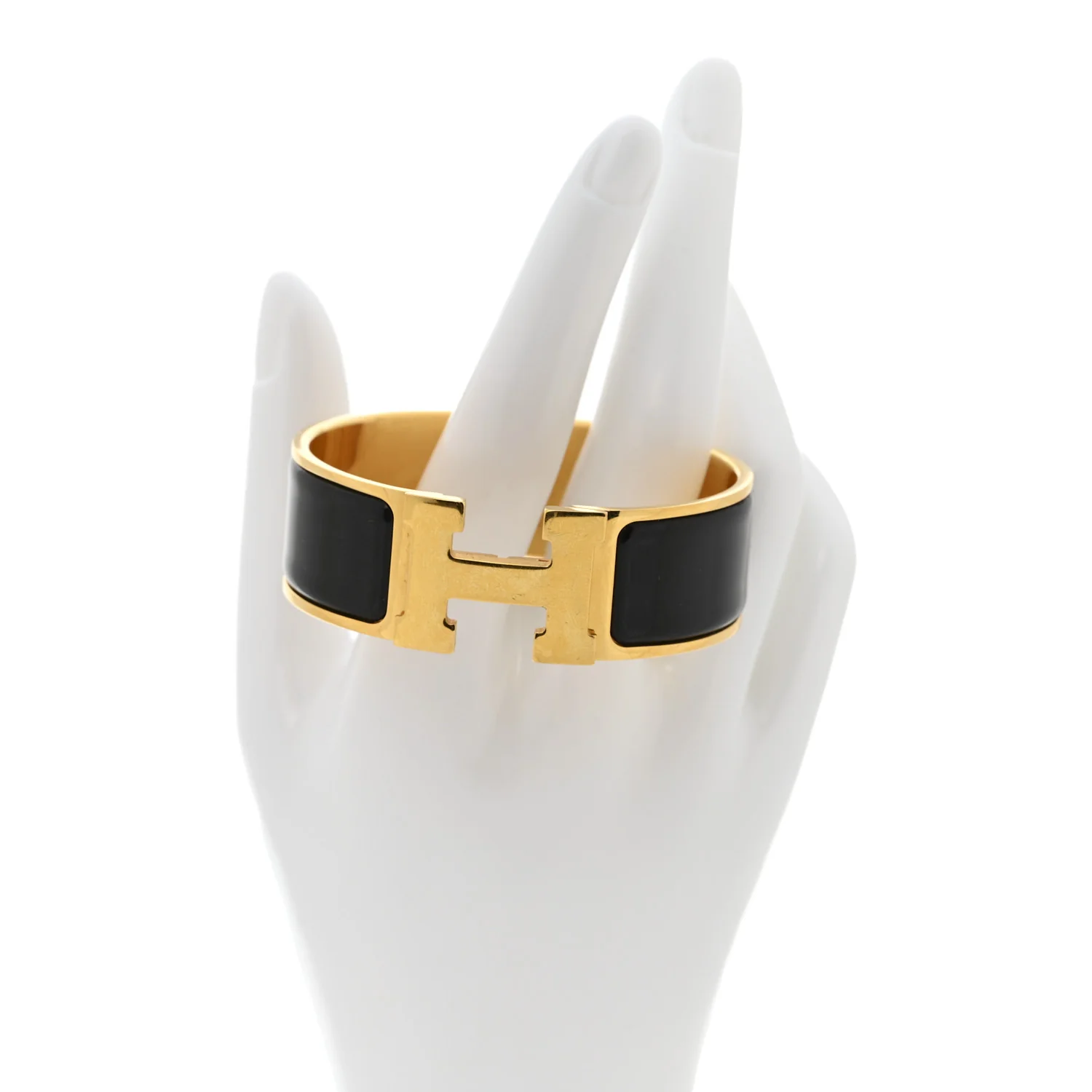 Enamel Wide Clic Clac H Bracelet PM Black - Image 2