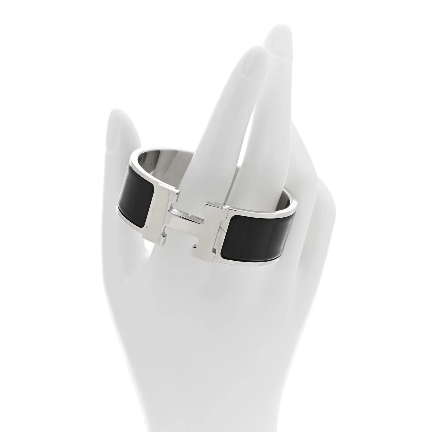 Enamel Wide Clic Clac H Bracelet PM Black - Image 2