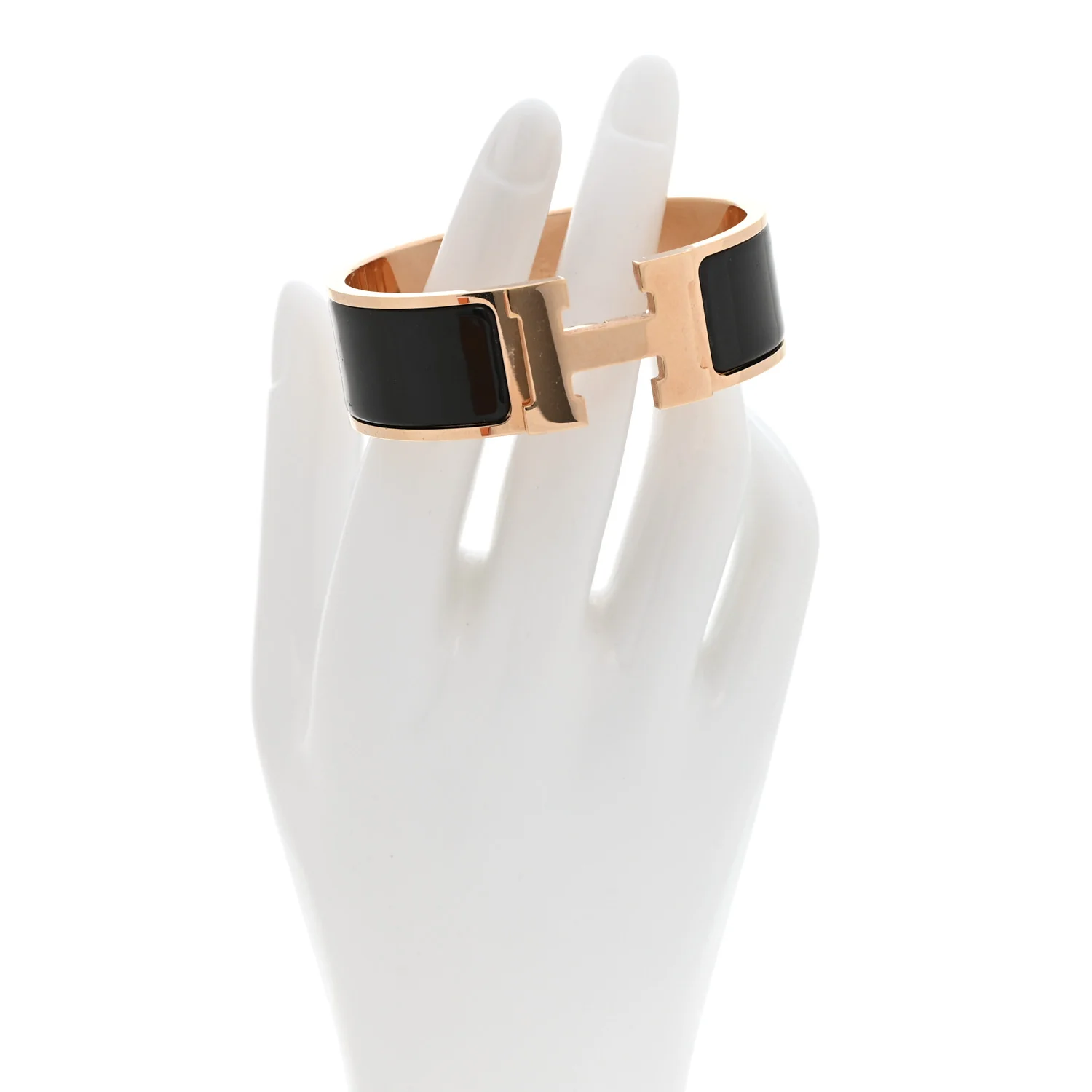 Enamel Wide Clic Clac H Bracelet PM Black - Image 2