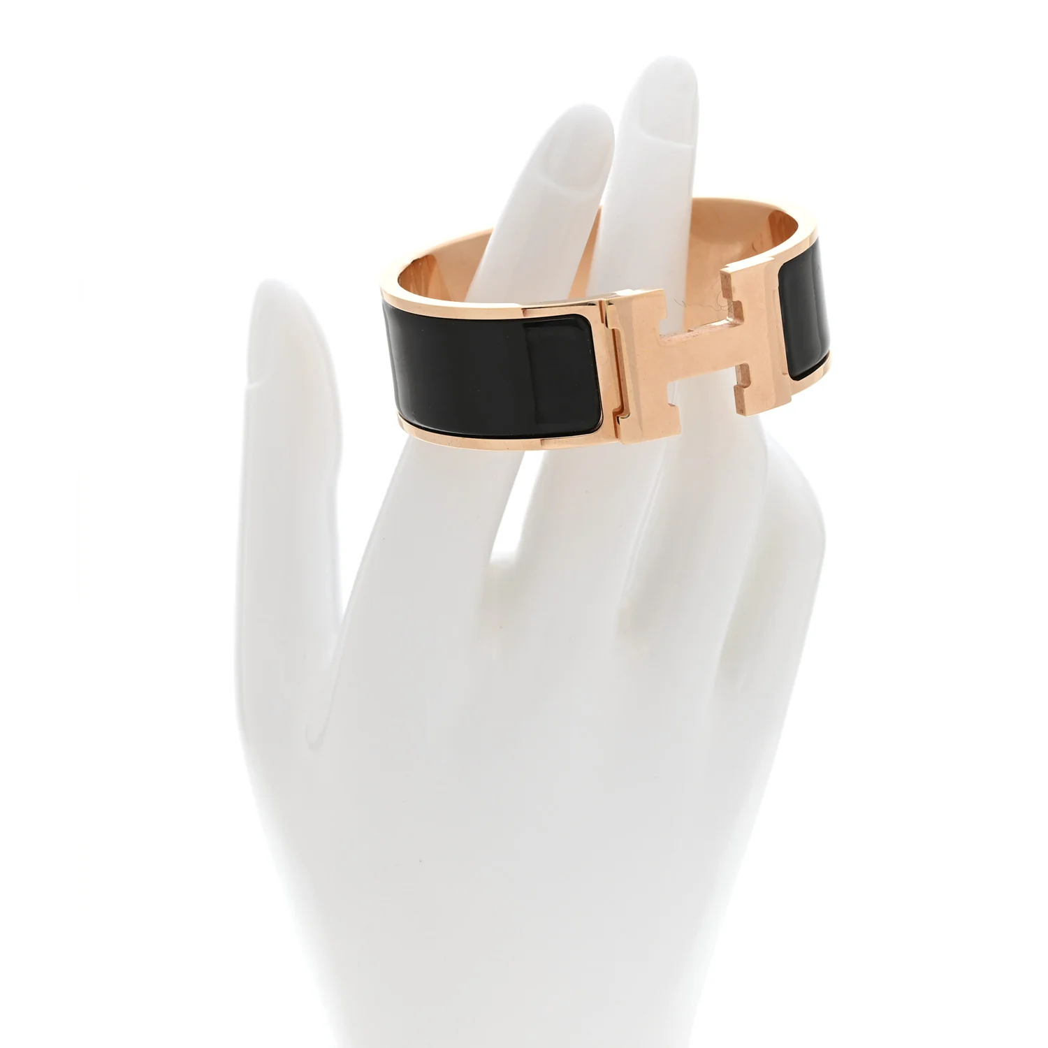 Enamel Wide Clic Clac H Bracelet PM Black - Image 4