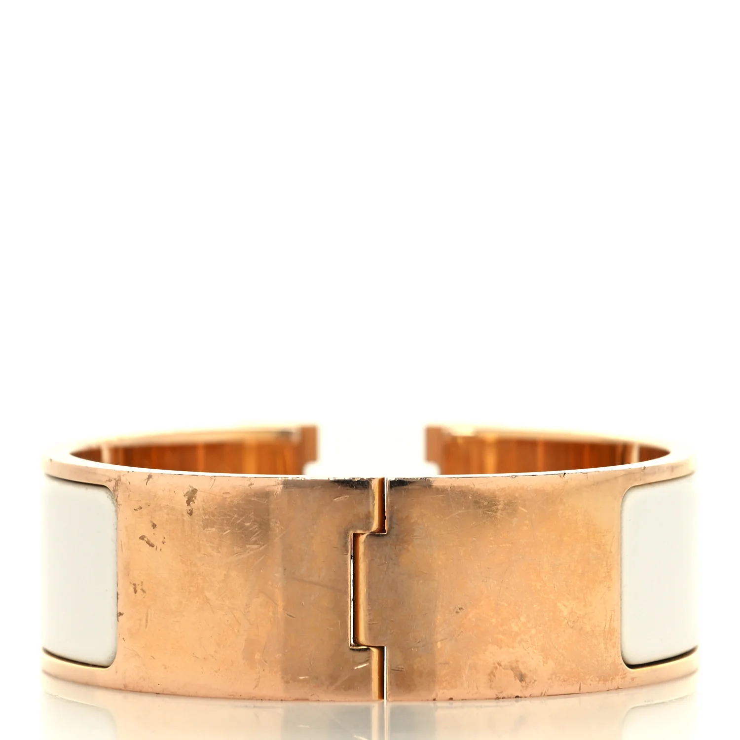 Enamel Wide Clic Clac H Bracelet PM White - Image 3