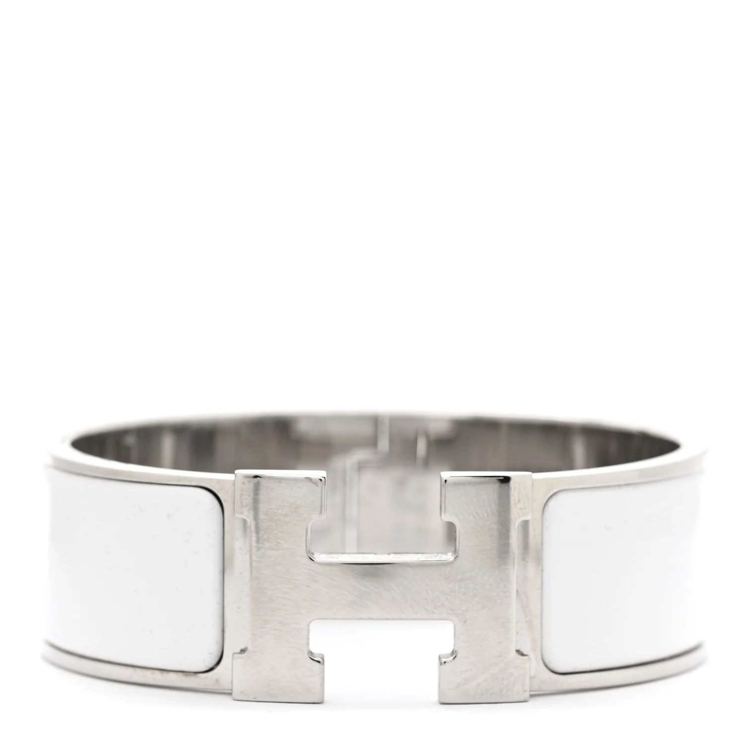 Enamel Wide Clic Clac H Bracelet PM White