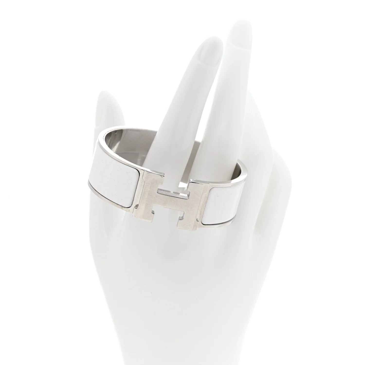 Enamel Wide Clic Clac H Bracelet PM White - Image 2