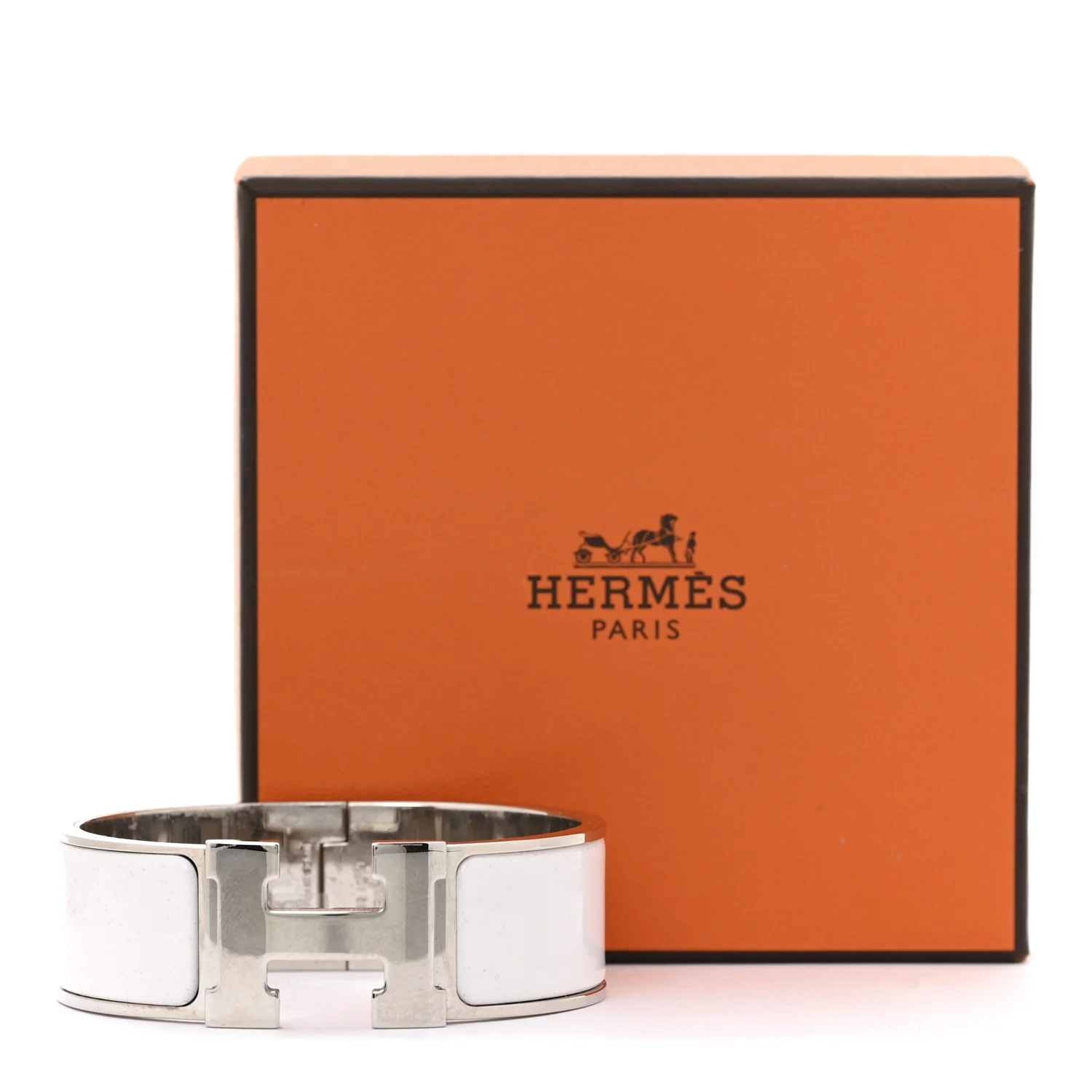Enamel Wide Clic Clac H Bracelet PM White - Image 5