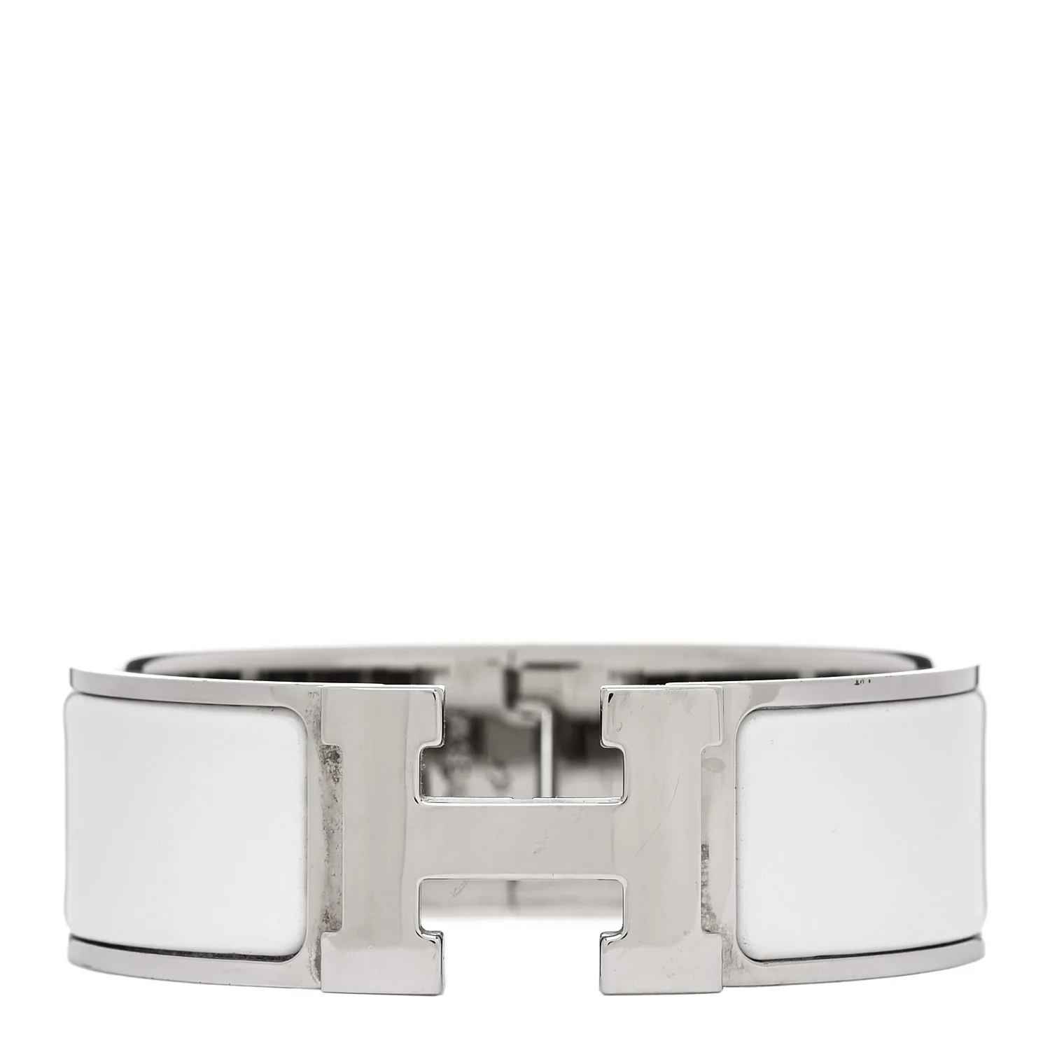 Enamel Wide Clic Clac H Bracelet PM White