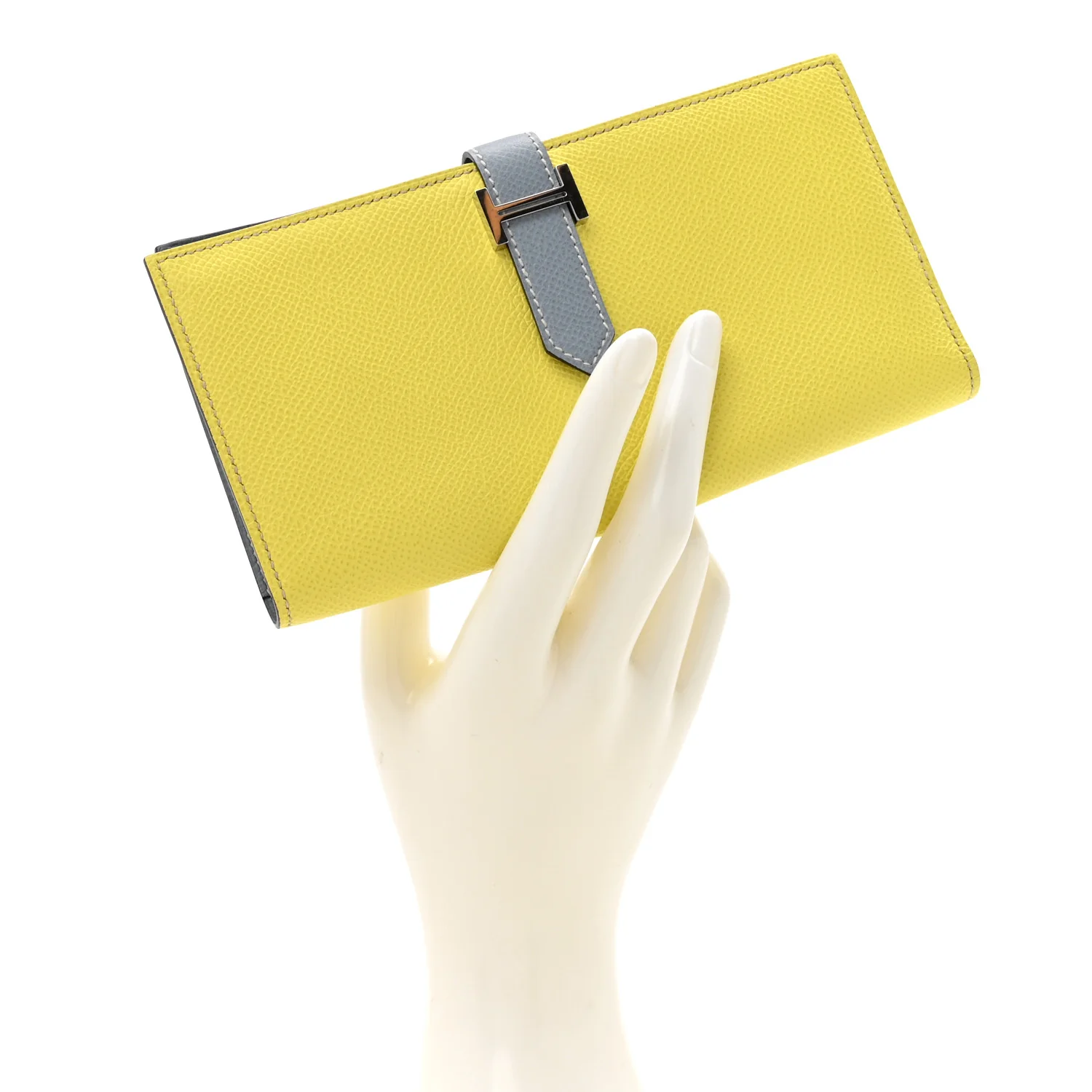Epsom Bi-Color Bearn Gusset Wallet Lime Bleu Lin - Image 3